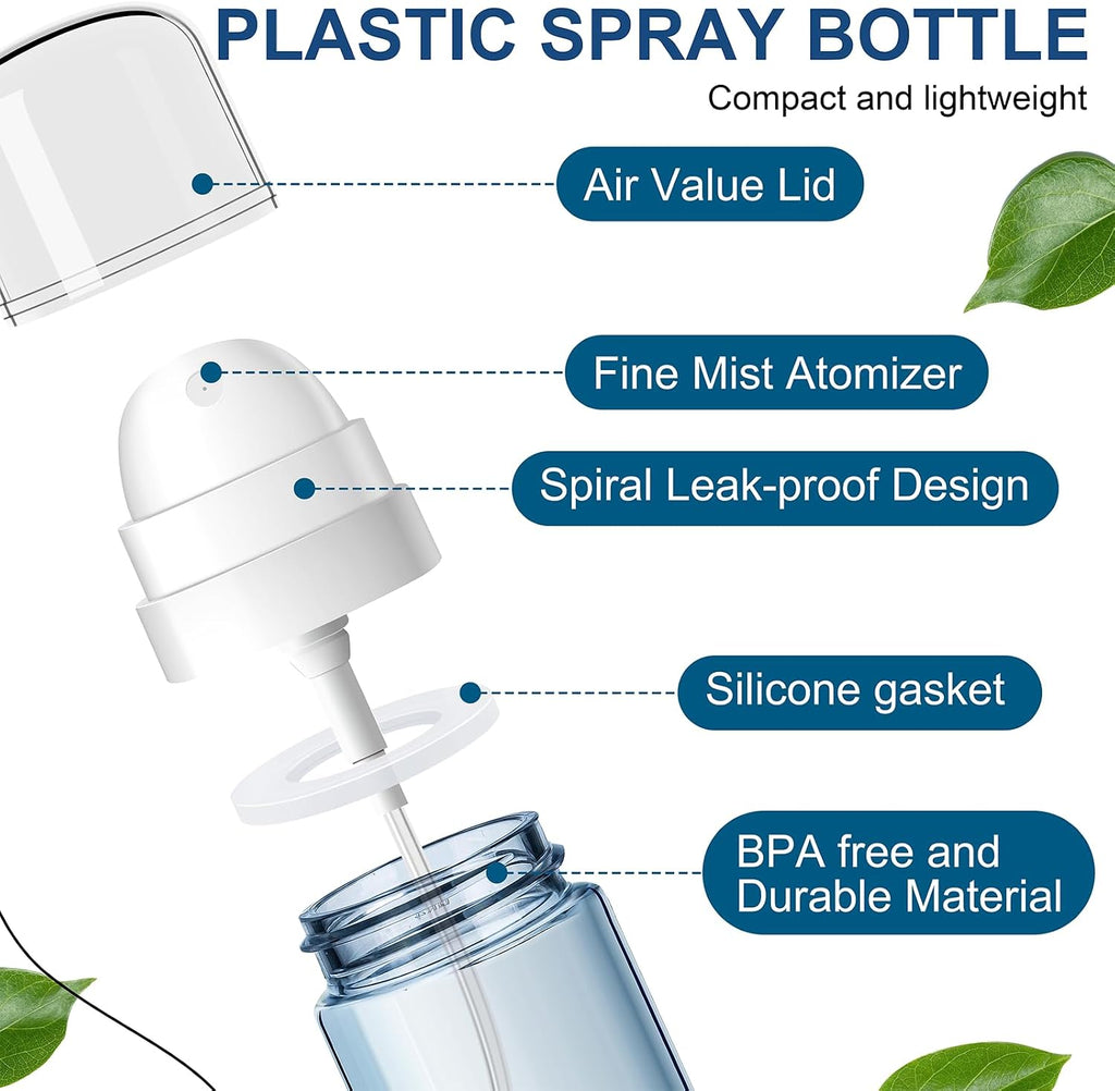 Yolaist 2 Pack 2oz/60ml Small Spray Bottle, Fine Mist TSA Travel Size Toiletries Sprayer – Refillable & Leak Proof Mini Empty Mister for Hair, Face Toner, Cleaning, Plants