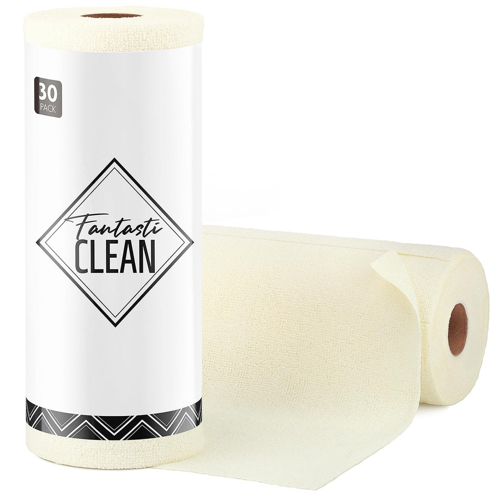 Fantasticlean Microfiber Cleaning Cloth Roll -75 Pack, 12" x 12" (Pink) | Reusable Alternative to Paper Towels, Ultra Absorbent, Lint-free Microfiber Towel Roll, for All-Purpose Cleaning
