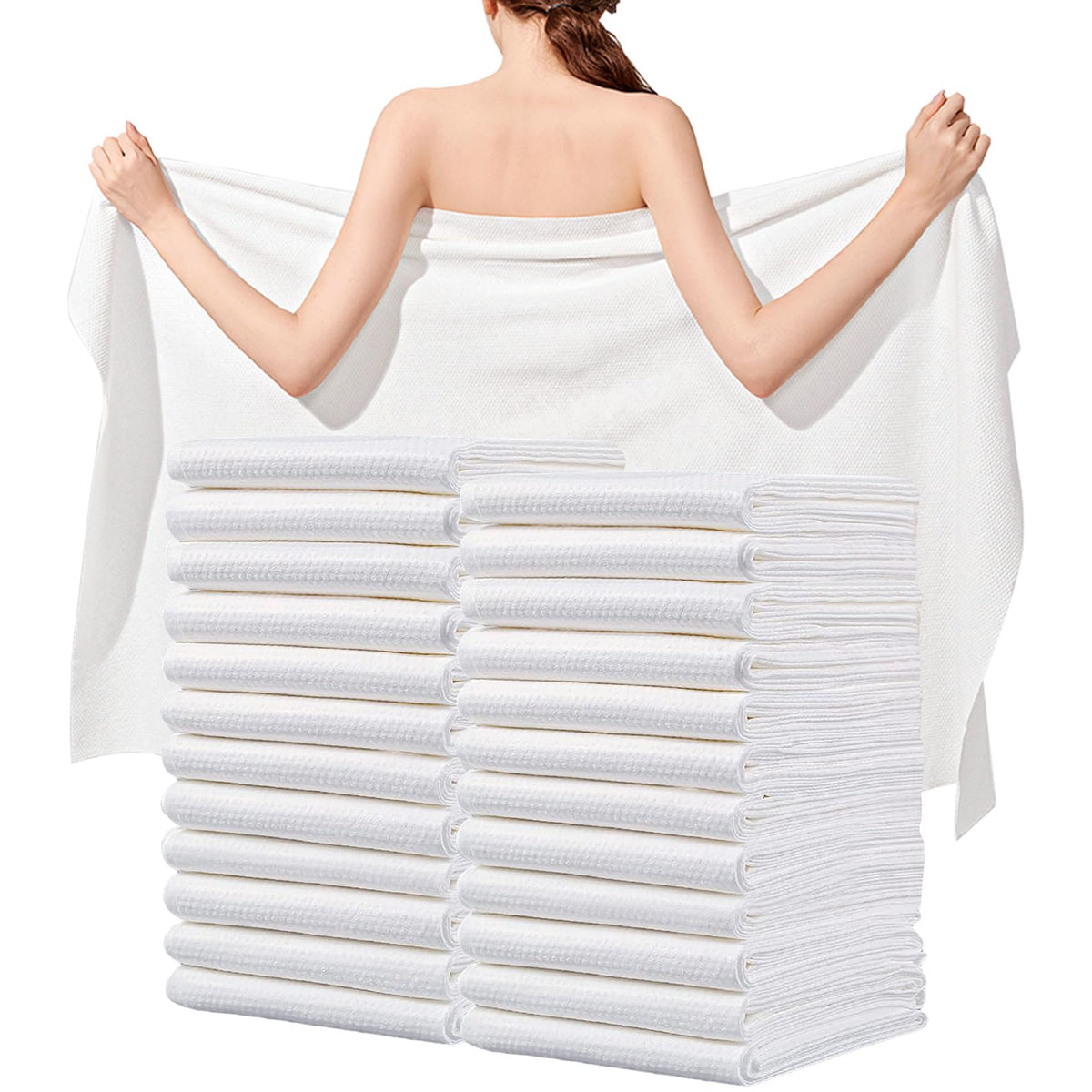 Disposable Bath Towels, 20 Pack 55" x 27.5" Ultra Soft, Quick Dry Disposable Body Towels, Portable Travel Towel for Hotel Camping Beach Swimming Gym Sauna Spa, Personal Care Pet Towels