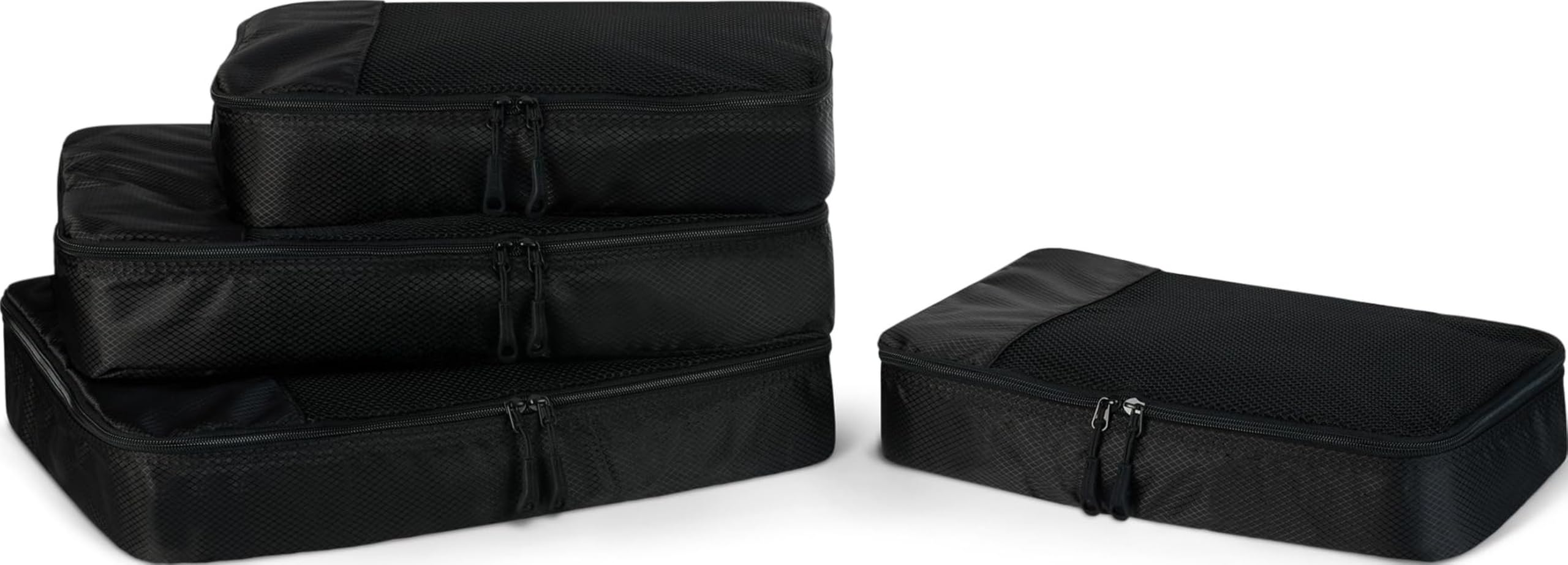 Amazon Essentials 4-Piece Packing Cubes Travel Accessories Set, Luggage Organizer with Double Zipper, Mesh Top, Space-Saving, Medium, Sky Blue (Previously Amazon Basics)
