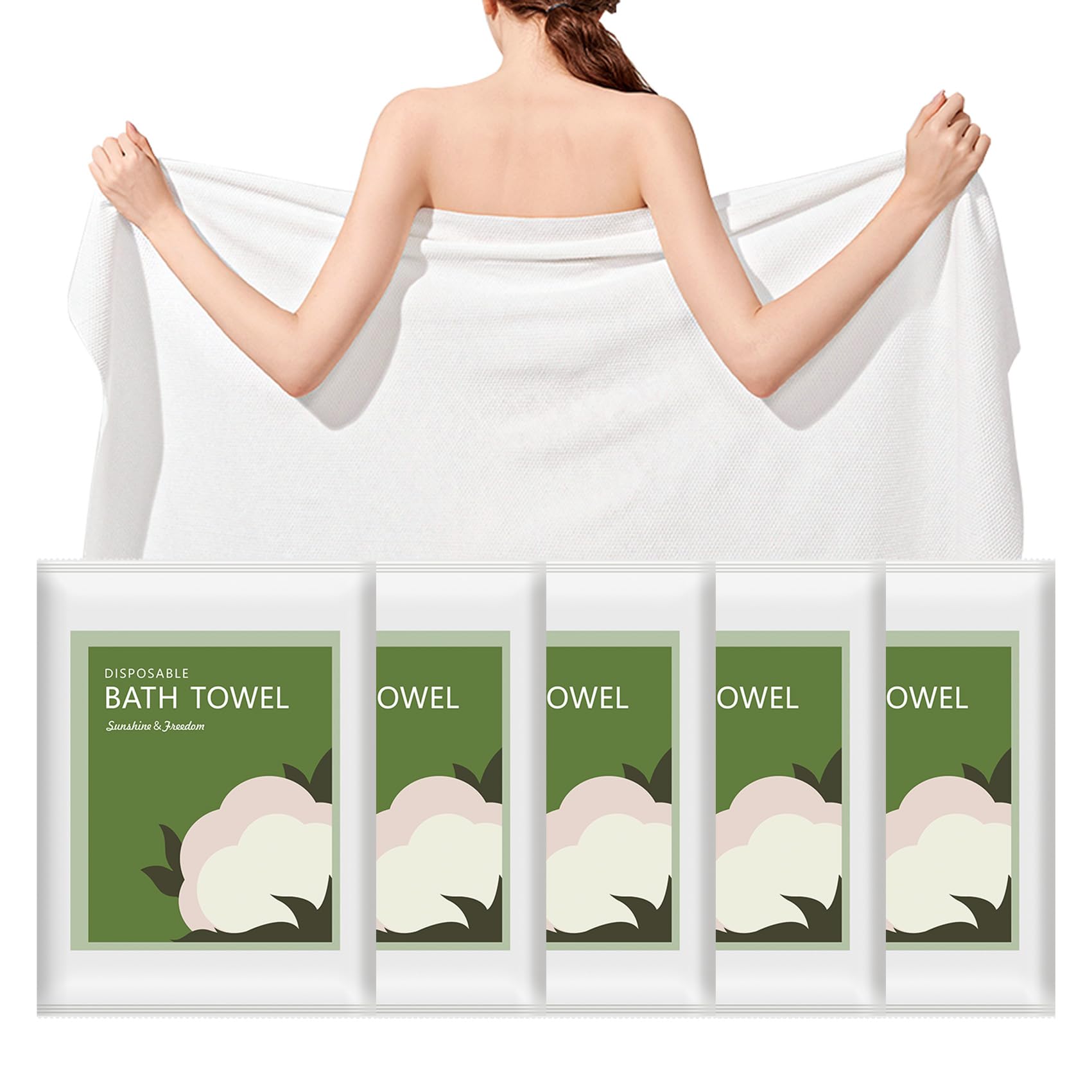 Disposable Bath Towels, 10 Pack 55" x 27.5" Ultra Soft, Quick Dry Disposable Body Towels, Portable Travel Towel for Hotel Camping Beach Swimming Gym Sauna Spa, Personal Care Pet Towels
