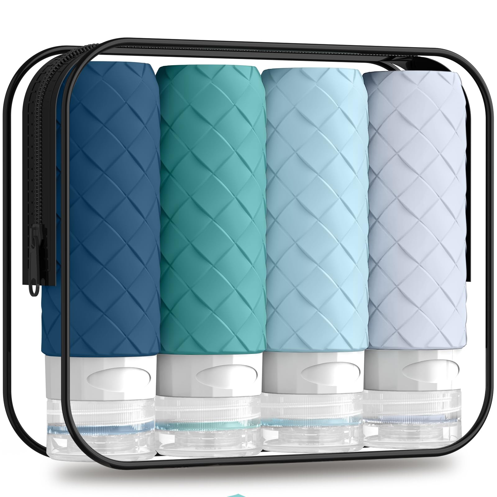Silevoler Travel Bottles for Toiletries, TSA-Approved Travel Size Container | Woven Pattern BPA Free Silicone Leak Proof Refillable Liqus Shampoo And Conditioner Essentials Toiletry Bottles(Purple)