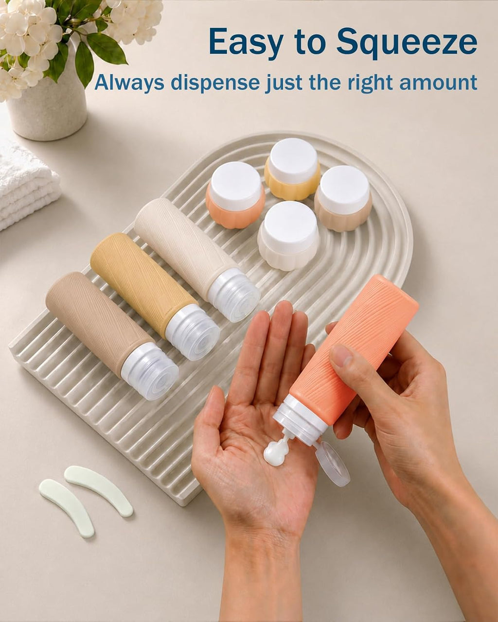 Redfly 13-Piece TSA-Approved Travel Size Bottles for Toiletries, Leak proof | Travel Size Containers, BPA-free silicone, clear toiletry bag, under 3.4oz, wide mouth,travel essentials for shampoo, lotion