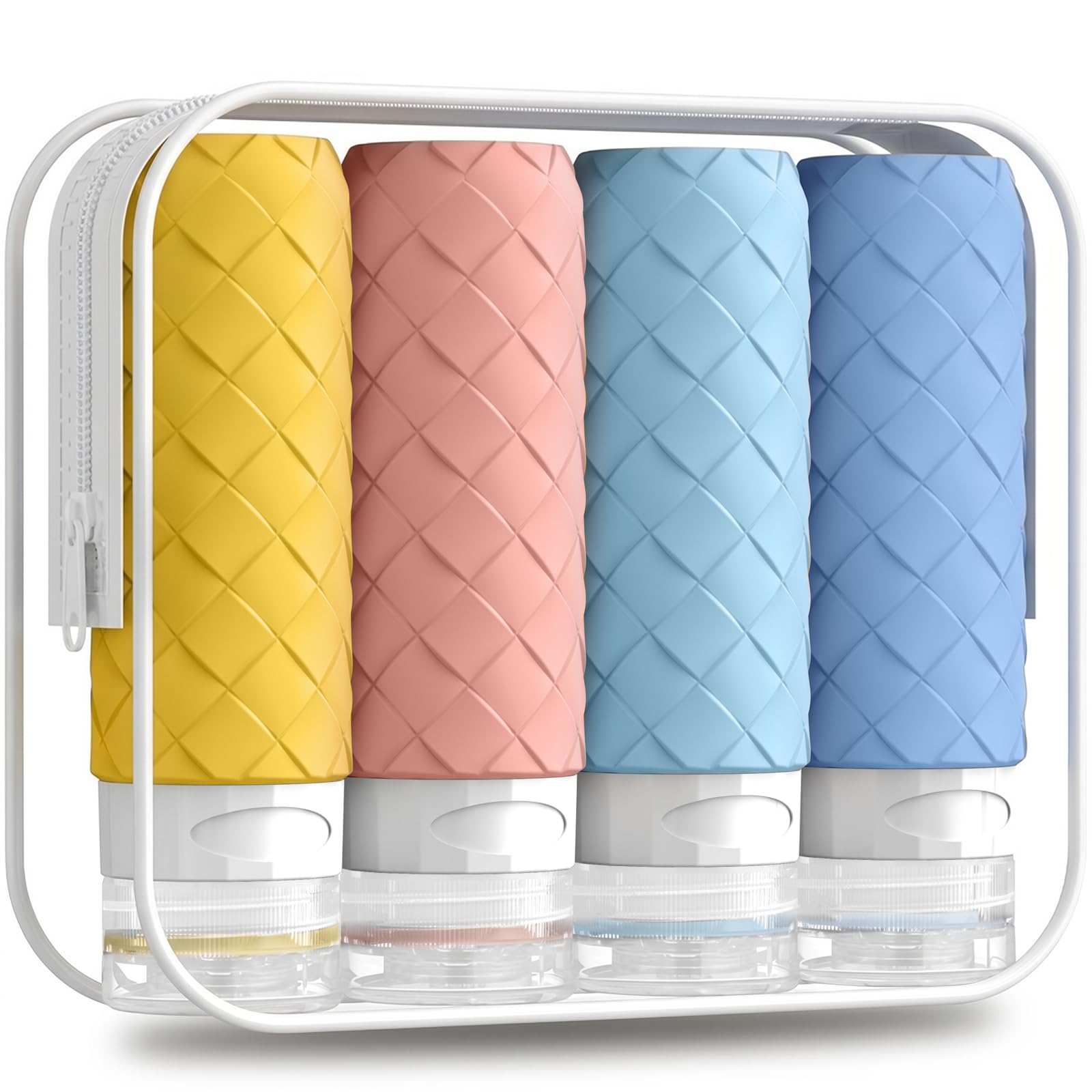 Silevoler Travel Bottles for Toiletries, TSA-Approved Travel Size Container | Woven Pattern BPA Free Silicone Leak Proof Refillable Liqus Shampoo And Conditioner Essentials Toiletry Bottles(Purple)