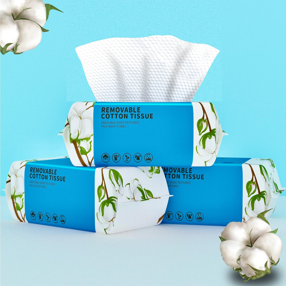 Disposable Face Towel 100 Count, Soft Cotton Clean Skin Face Towels, Dry Wipes Cotton Facial Towels Wash Cloths Tissue Thickened, Disposable Face Towelettes for Cleansing, Makeup Remover and Skincare