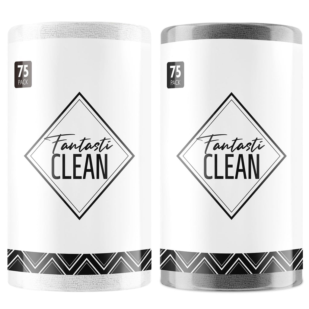 Fantasticlean Microfiber Cleaning Cloth Roll -75 Pack, 12" x 12" (Pink) | Reusable Alternative to Paper Towels, Ultra Absorbent, Lint-free Microfiber Towel Roll, for All-Purpose Cleaning