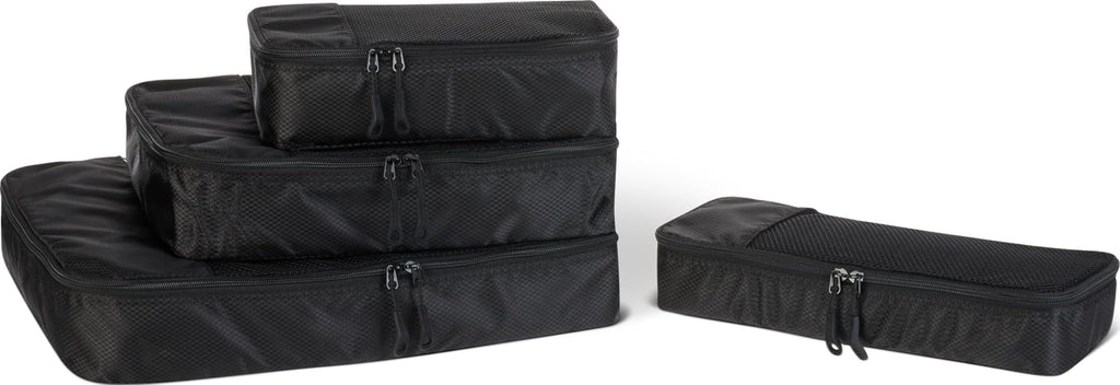 Amazon Essentials 4-Piece Packing Cubes Travel Accessories Set, Space-Saving Luggage Organizer with Double Zipper, Mesh Top Panel, Medium, Gray (Previously Amazon Basics)