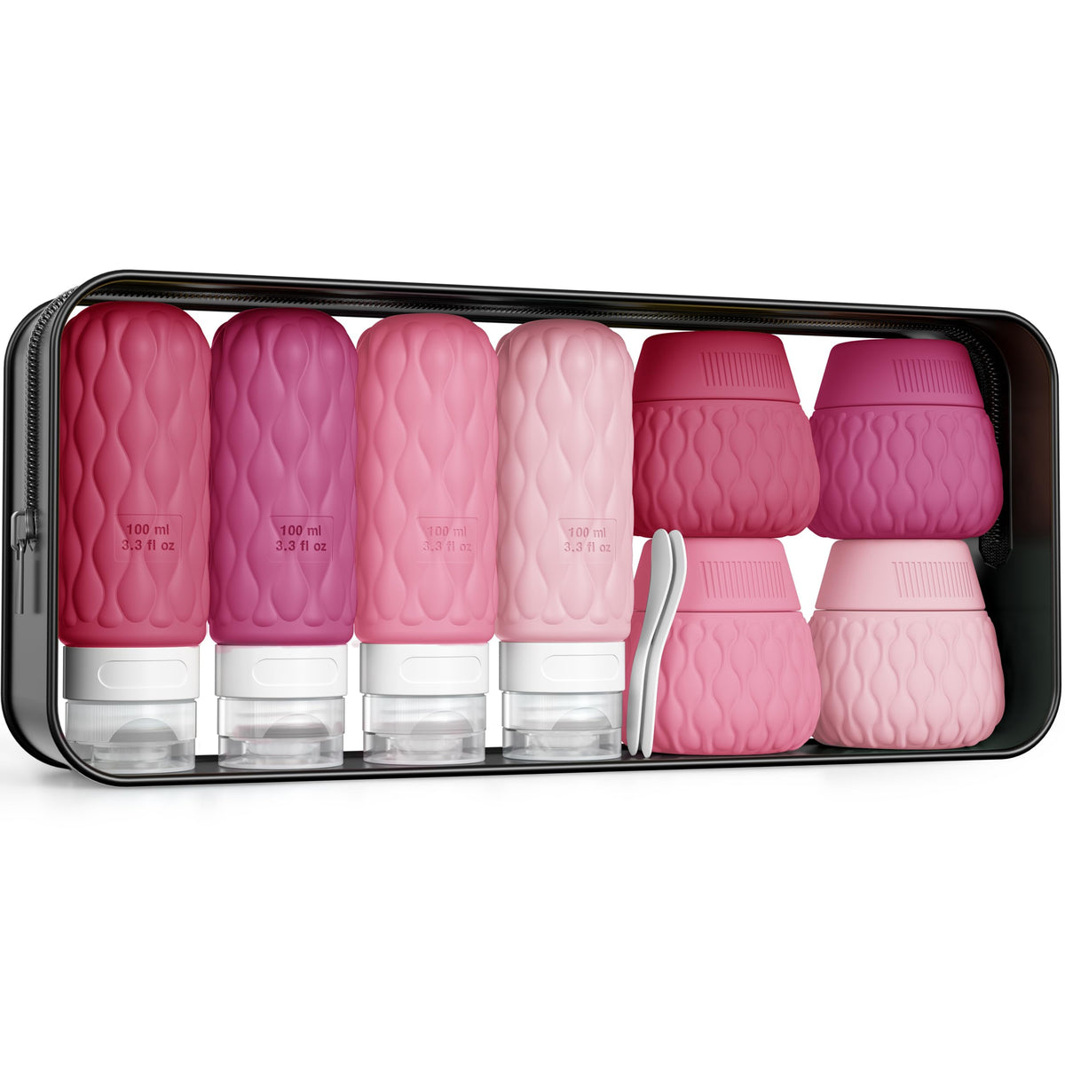 Travel Bottles for Toiletries Silicone Travel Size Containers 3.4oz 1.7oz | Travel Essentials TSA Approved Leakproof Refillable Squeeze Bottles with Labels/Clear Bag for Shampoo, Conditioner, Creams
