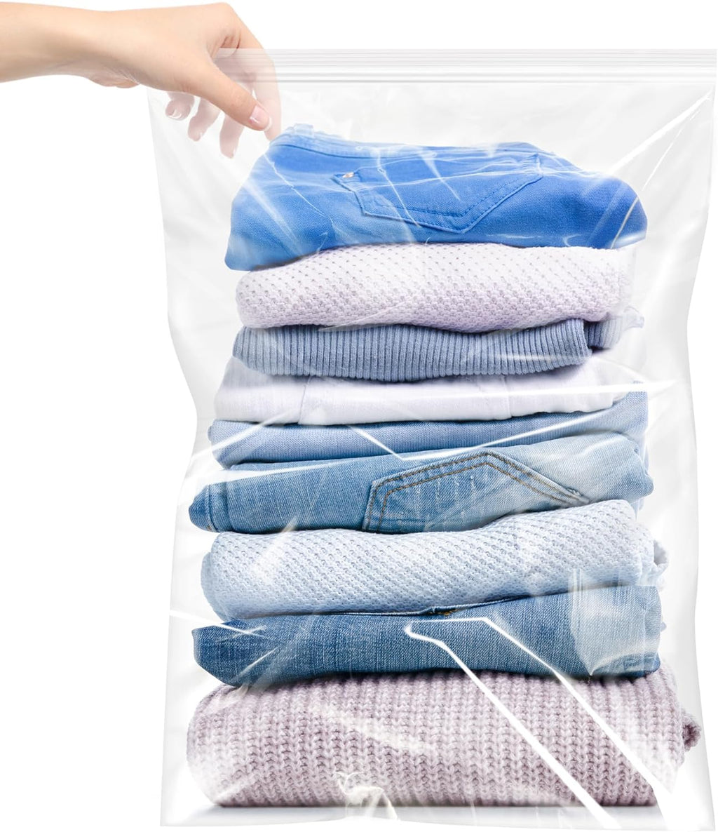 Yotelab Large 5 Gallon Plastic Zipper Storage Bags, 18x24 Inch, 12Pcs | Clear, Resealable, Large Zip Bags for Clothes, Travel, Moving