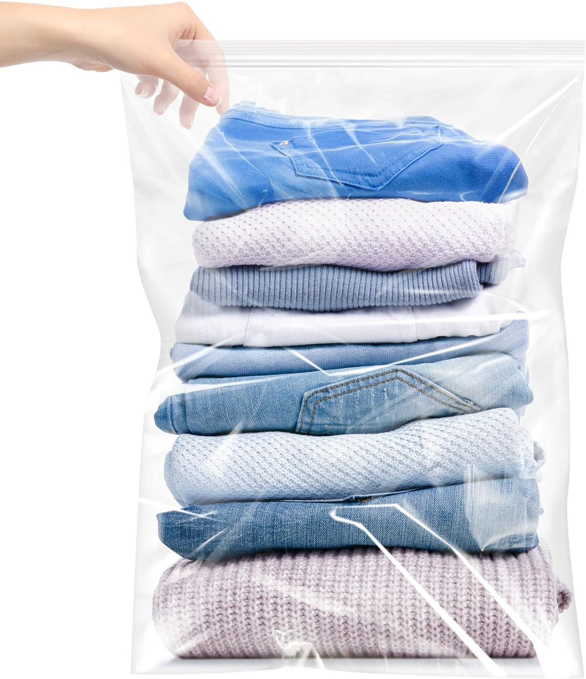 Yotelab Large 5 Gallon Plastic Zipper Storage Bags, 18x24 Inch, 12Pcs | Clear, Resealable, Large Zip Bags for Clothes, Travel, Moving