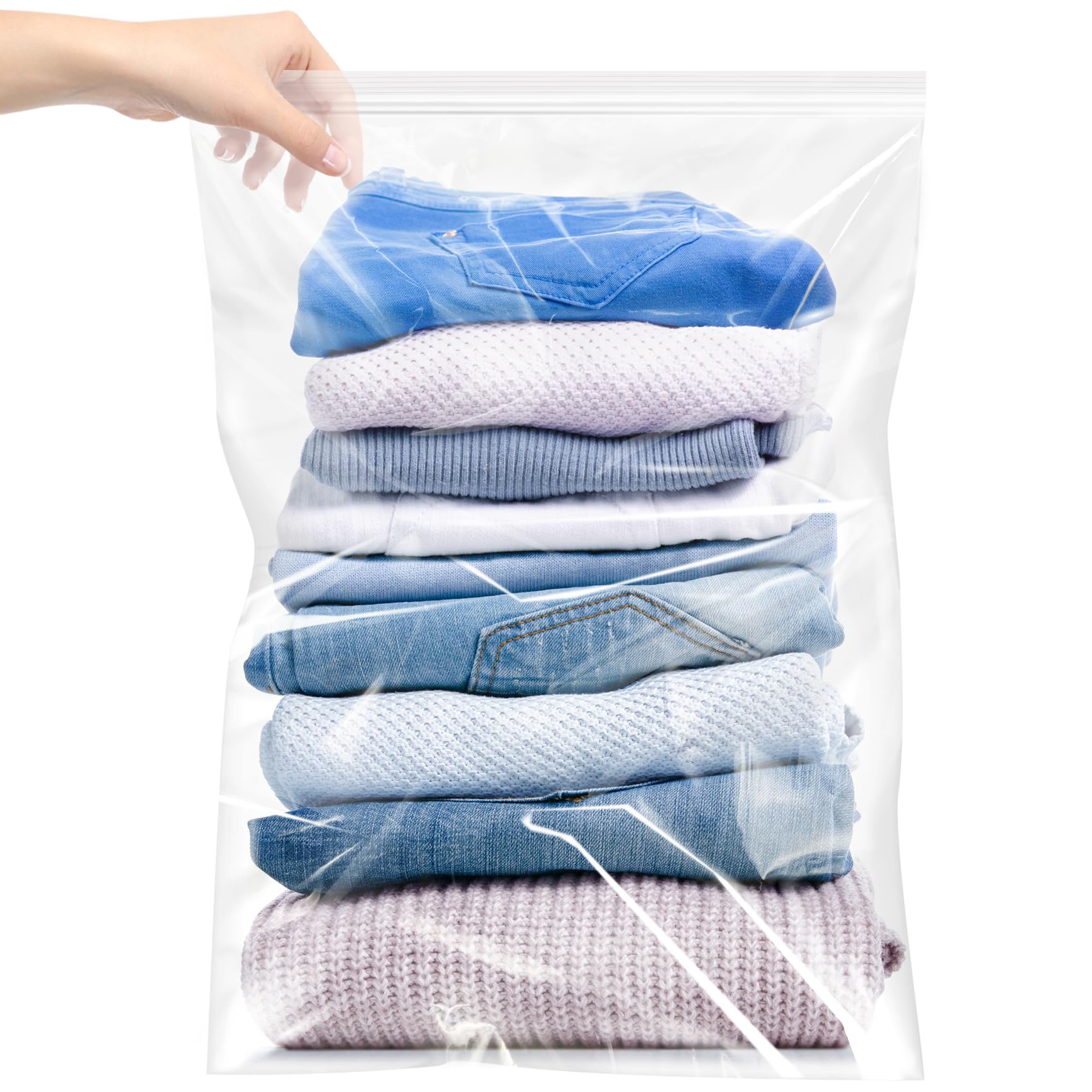 Yotelab Large 5 Gallon Plastic Zipper Storage Bags, 18x24 Inch, 12Pcs | Clear, Resealable, Large Zip Bags for Clothes, Travel, Moving
