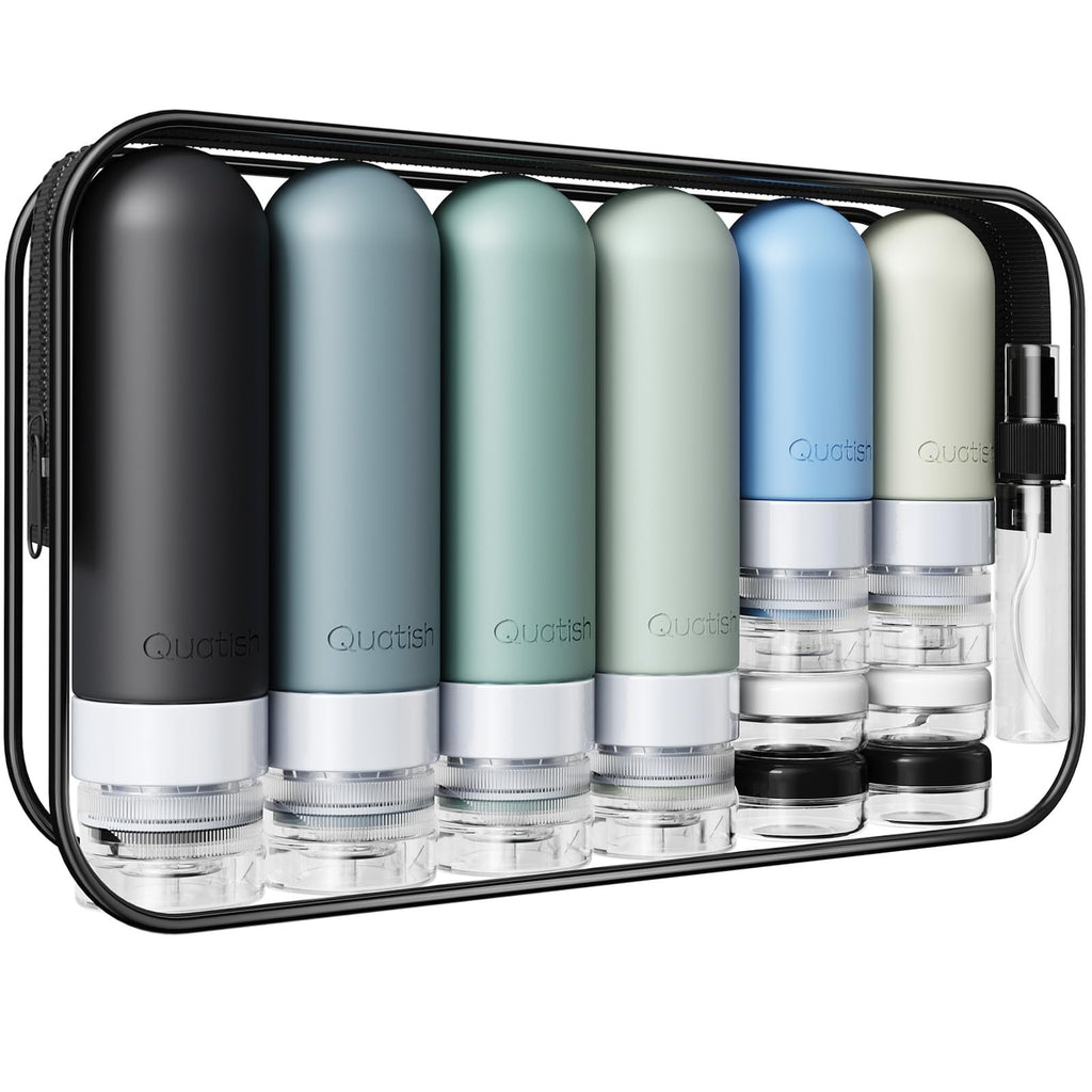 20 Pack Travel Bottles for Toiletries, Original Patented, TSA Approved Travel Size Containers, Leak Proof Silicone Shampoo and Conditioner Bottles Women & Men, Airplane Cruise Essentials, Black