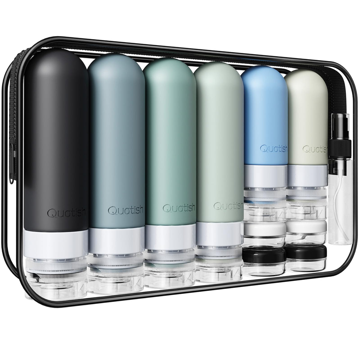 20 Pack Travel Bottles for Toiletries, Original Patented, TSA Approved Travel Size Containers, Leak Proof Silicone Shampoo and Conditioner Bottles Women & Men, Airplane Cruise Essentials, Black