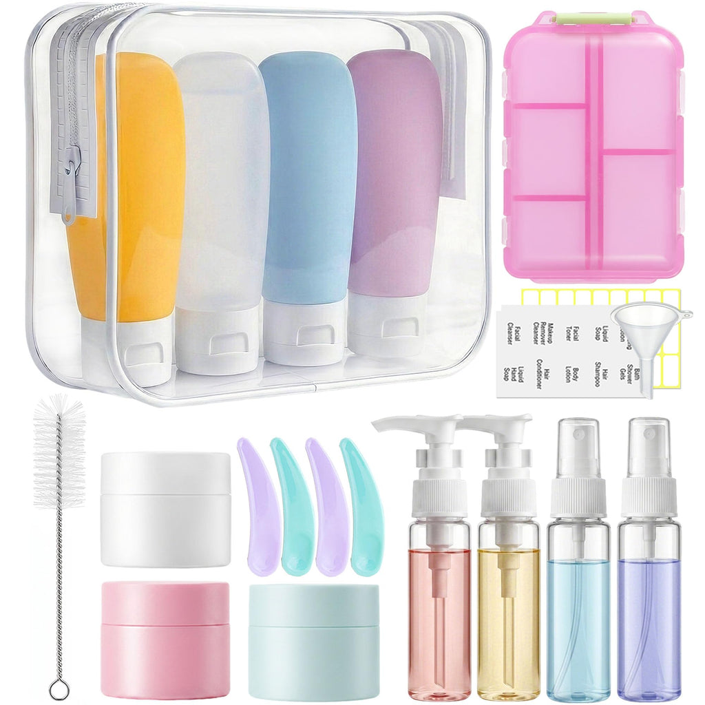 20 Pack Travel Bottles for Toiletries, Travel Containers with Pill Case | Portable, TSA Approved, Leak Proof, Shampoo Conditioner Bottles, Airplane Cruise Travel Essentials, for Women Men