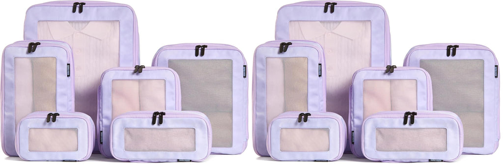 Compression Packing Cubes for Travel, 6-Pack, Beige | Solves overpacking, 6-Piece set fits most suitcases, 50% Space savings, Compression luggage organizer bags