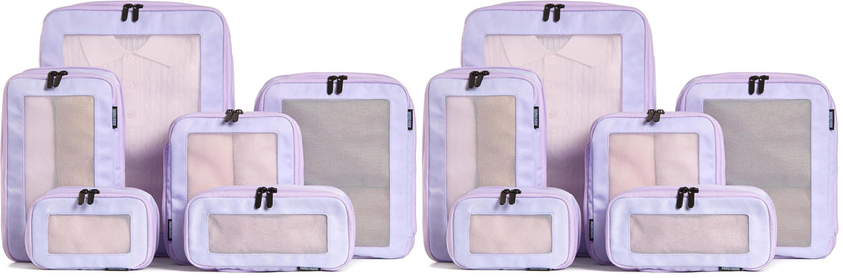 Compression Packing Cubes for Travel, 6-Pack, Beige | Solves overpacking, 6-Piece set fits most suitcases, 50% Space savings, Compression luggage organizer bags