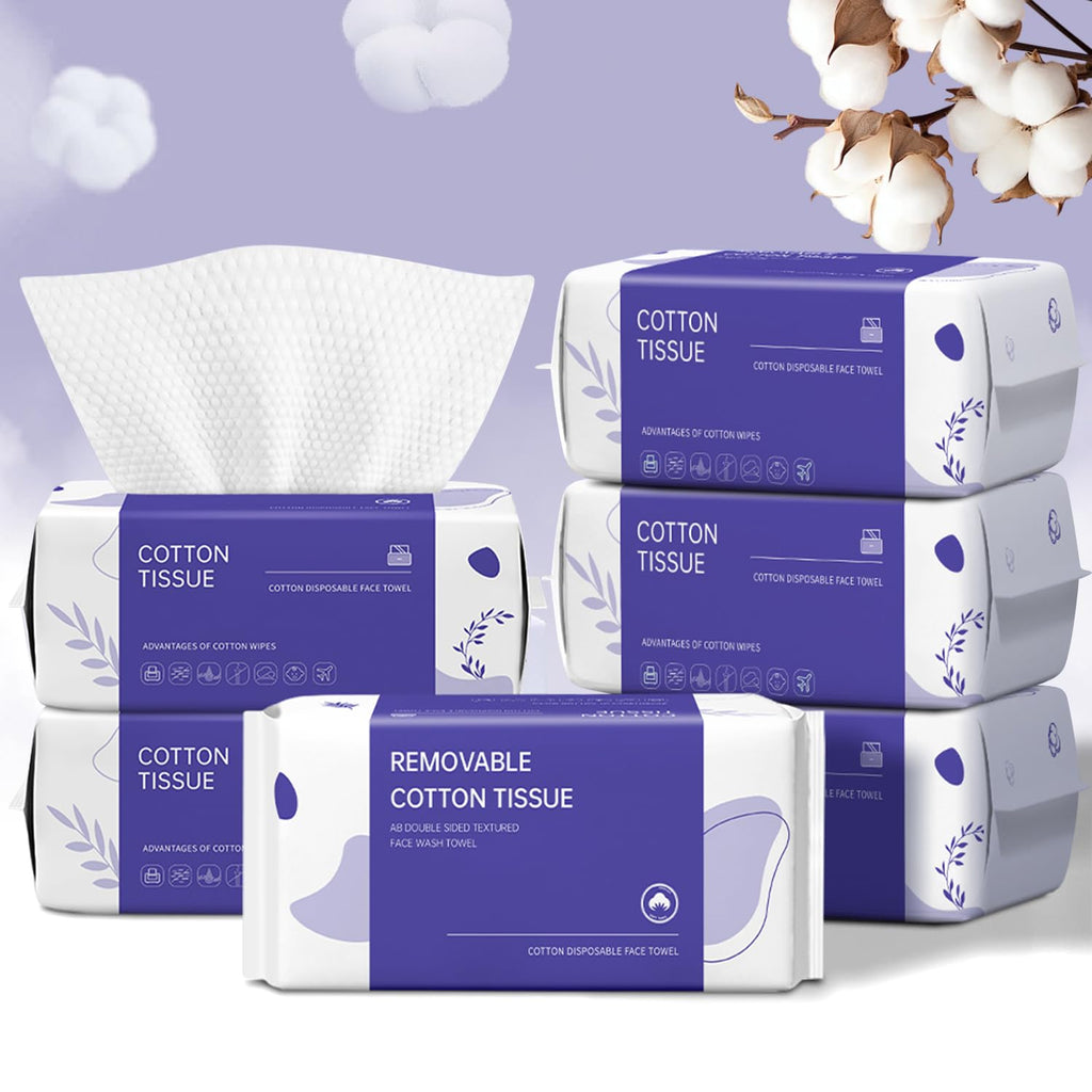 Disposable Face Towel 100 Count, Face Towels, Soft Cotton Dry Wipes Facial Cloths Towelettes for Washing and Drying, Facial Tissue for Cleansing, Skincare and Makeup Remover