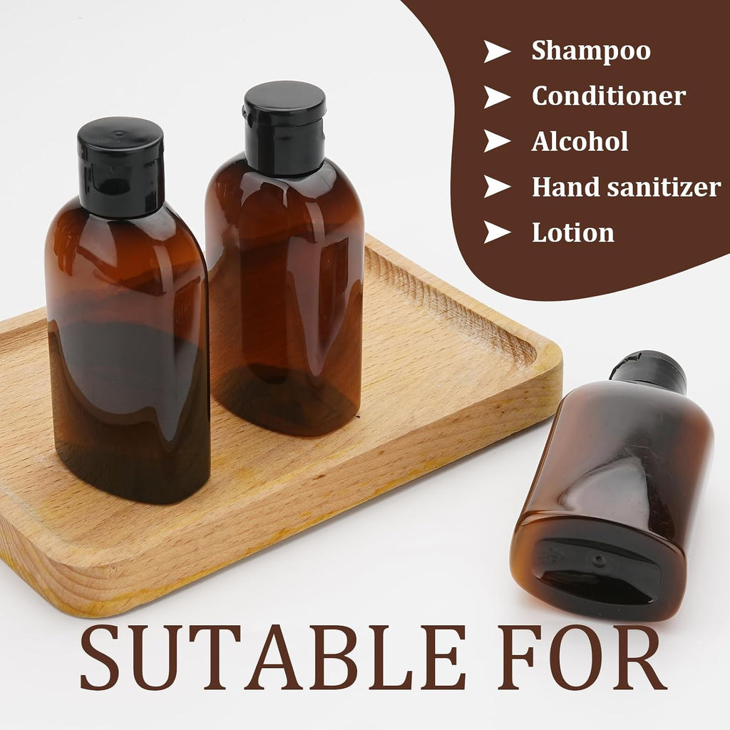 Cosywell 5pcs 3.4oz TSA Approved Amber Travel Bottles for Toiletries | Travel Shampoo Bottles, Leak Proof, Empty Lotion Containers, with Flip Cap, Plastic Squeeze Bottle, and a Toiletry Bag