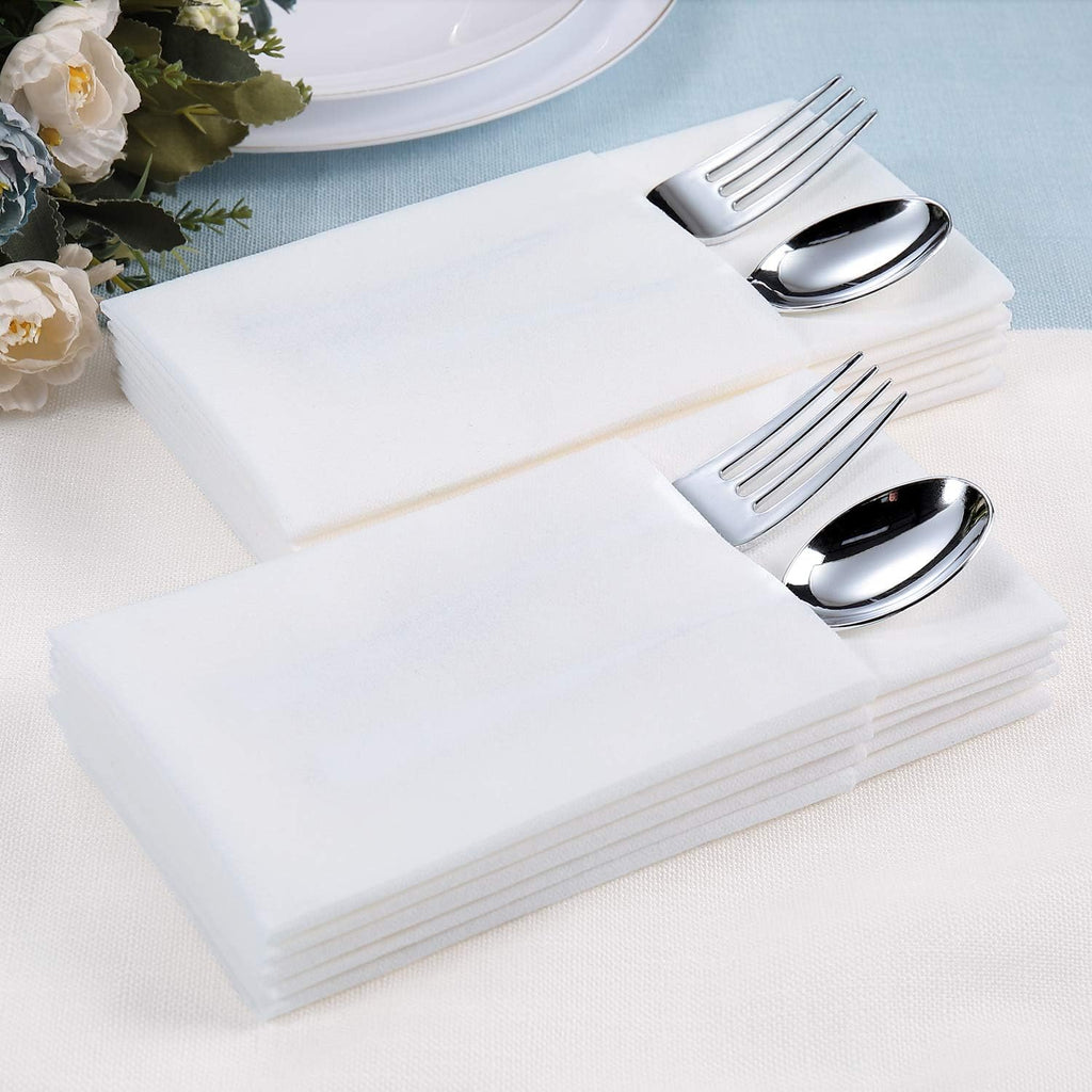 FOCUSLINE 200 Disposable Bathroom Napkins, Linen-Feel Paper Guest Towels, Soft and Absorbent Paper Hand Towels Party Napkins for Bathroom, Kitchen, Dinner, or Event, White, 12" x 17"