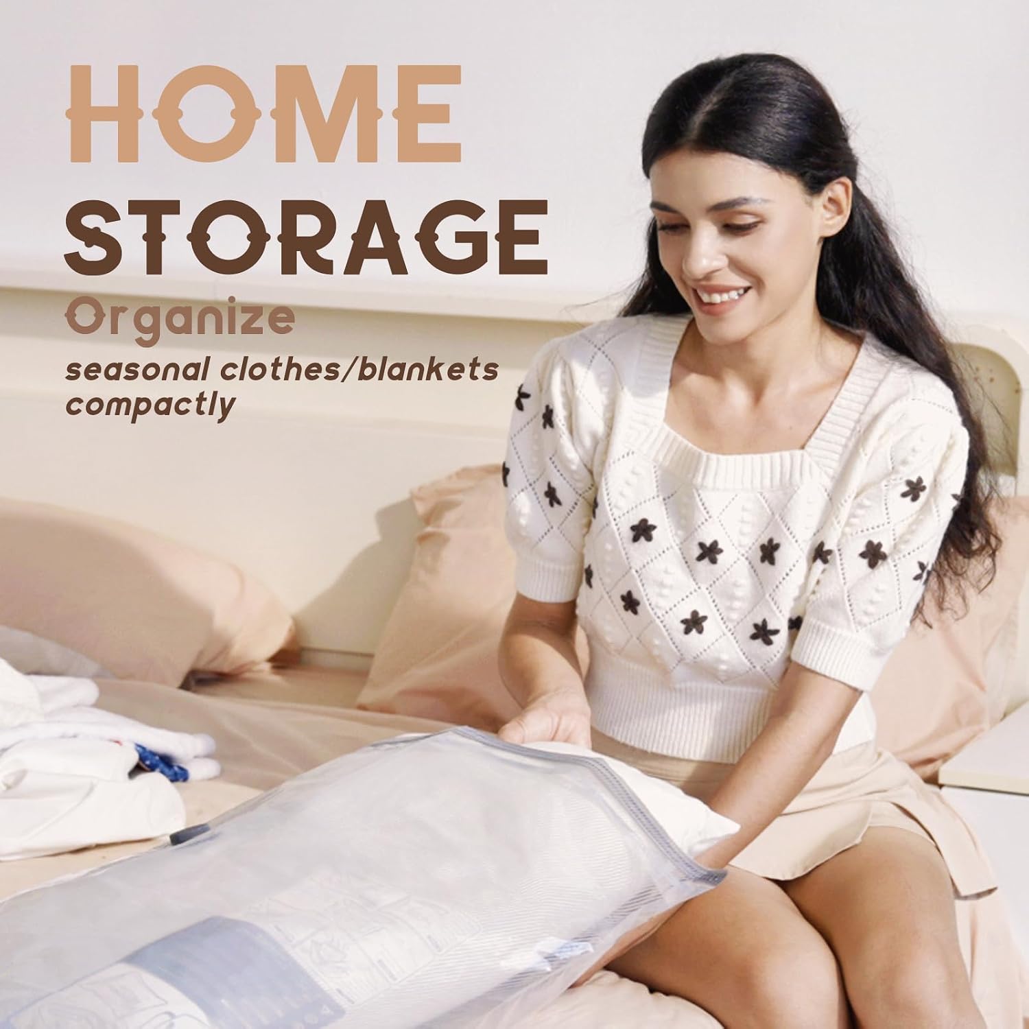 Vacbird Jumbo Vacuum Storage Bags for Bedding, Blanket Storage Space Saver | Jumbo Capacity for Bulky Bedding, Transparent Design, Electric Pump Replaces Vacuum Cleaner for Fast Easy Compression