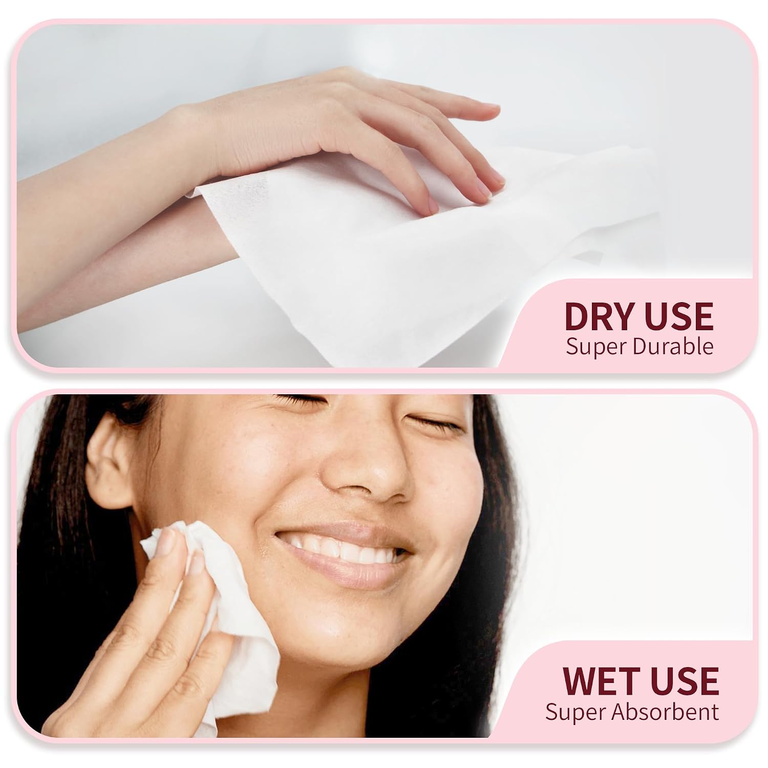 Disposable Face Towels for All Skin, 800 Count (Pack of 10) | Soft & Absorbent Face Towels, Biodegradable Facial Towels for Sensitive Skin, Face Cleansing, Skincare and Makeup Remover