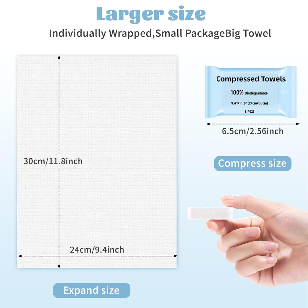 Compressed Towels, Large Size Disposable Face Compressed Towel, 30 PCS Ultra Soft Portable Washcloths Tablets Reusable for Travel, Camping, Hiking, Sport, Beauty, Home Hand Cloths, Outdoor