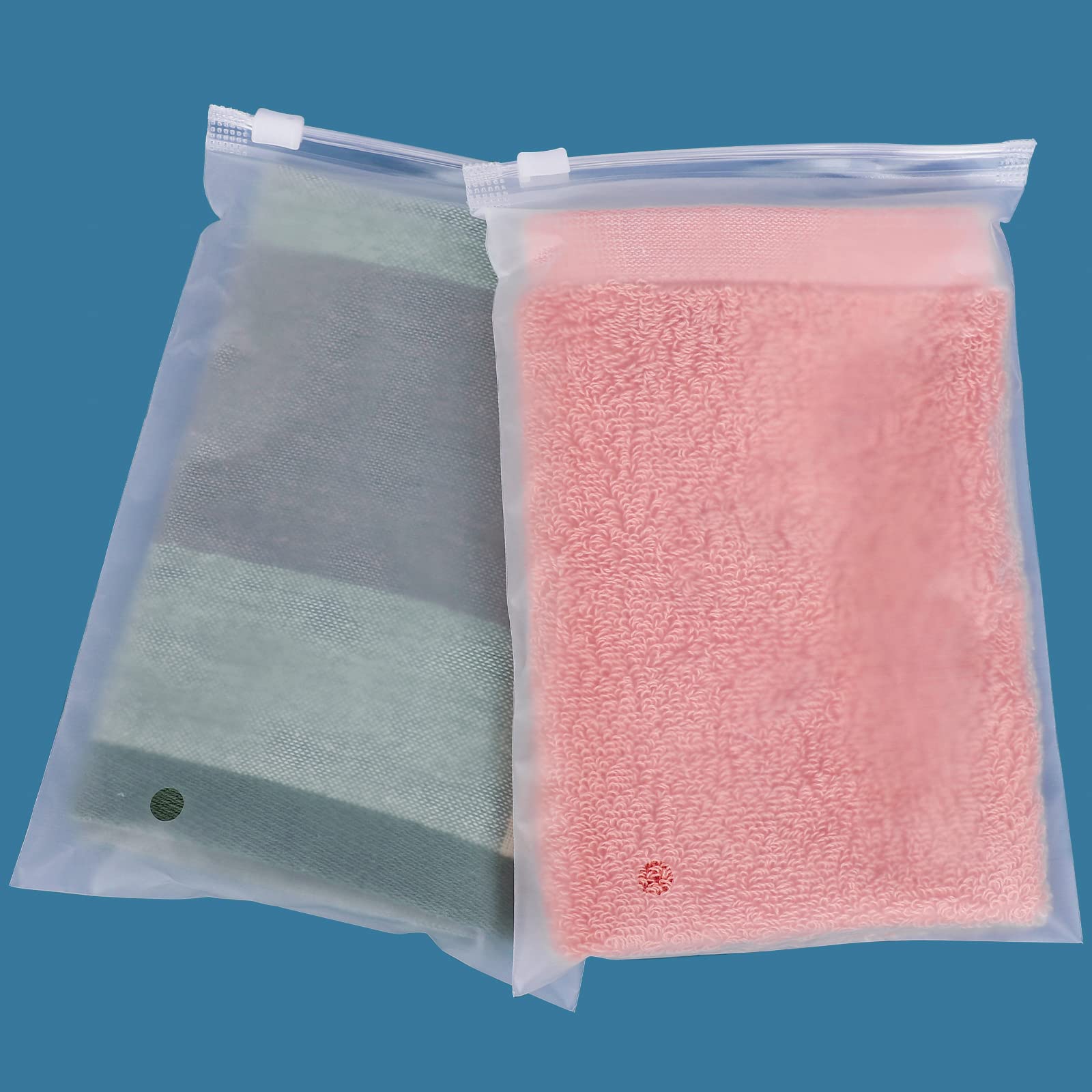 Ploy Frosted Zipper Bags for Clothes, 50pcs 14x16 inch Clear Plastic Bags for Clothes, T Shirt, Swimsuit, for Clothing Packaging, Shipping, Mailing, for Small Business