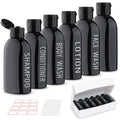 3.4 oz Clear PET Travel Bottles for Toiletries 6-Pack | Reusable, Thick, Tight-Sealing Flip Caps, Print on Label, Permanent Identification Stays, 2 Label Sheets, for Toiletries