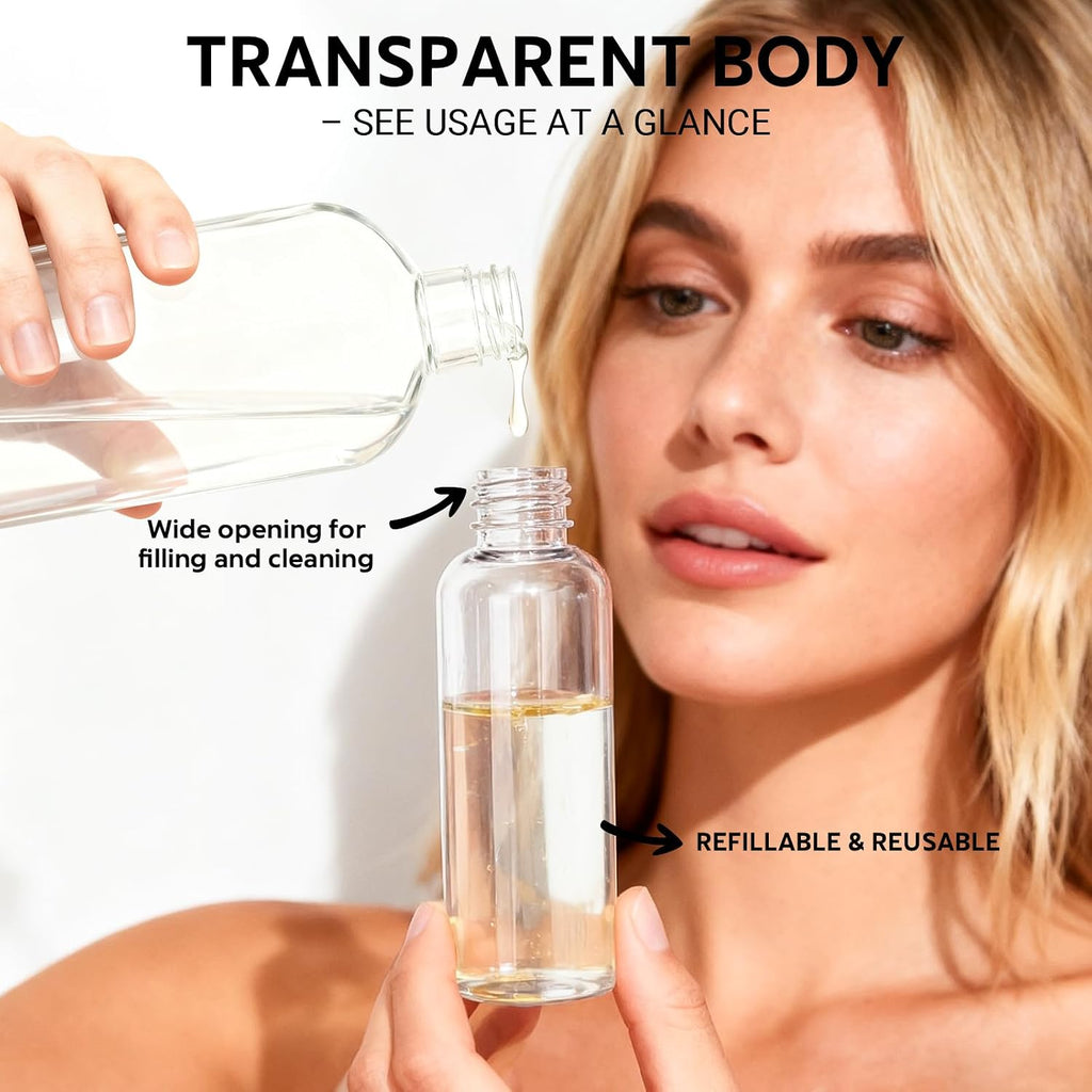 5 Pack 3.4 oz Travel Bottles for Toiletries, TSA Approved Leak Proof Refillable Travel Size Containers, Clear Plastic Shampoo Bottles for Lotion Conditioner