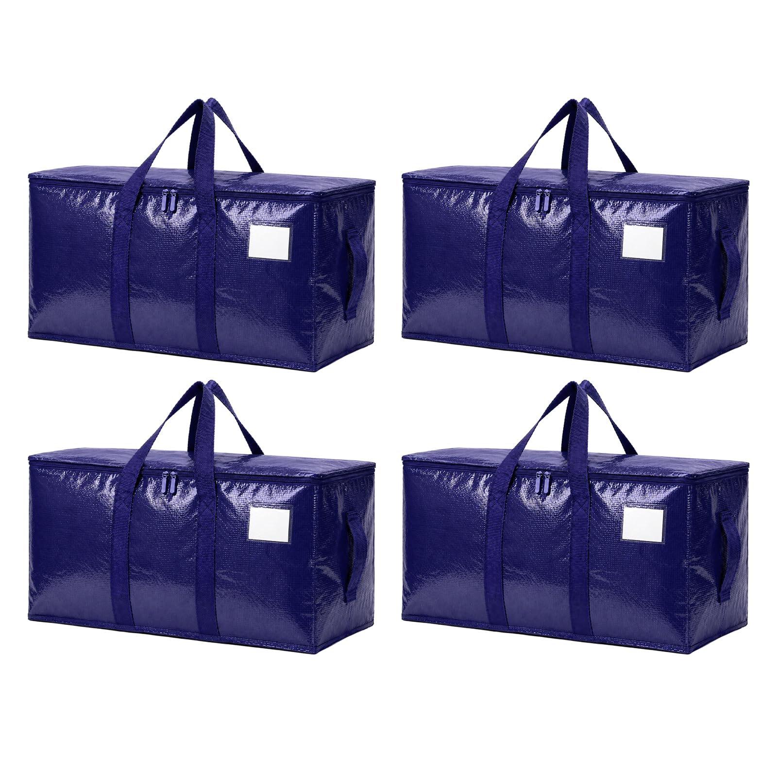 Songrey Extra Large Heavy Duty Moving Bags, 6 Pack, Dark Blue | Storage Bags with Zipper & Handles, Waterproof Totes Bags for Clothes Packing, Moving, College Supplies, Home Organization
