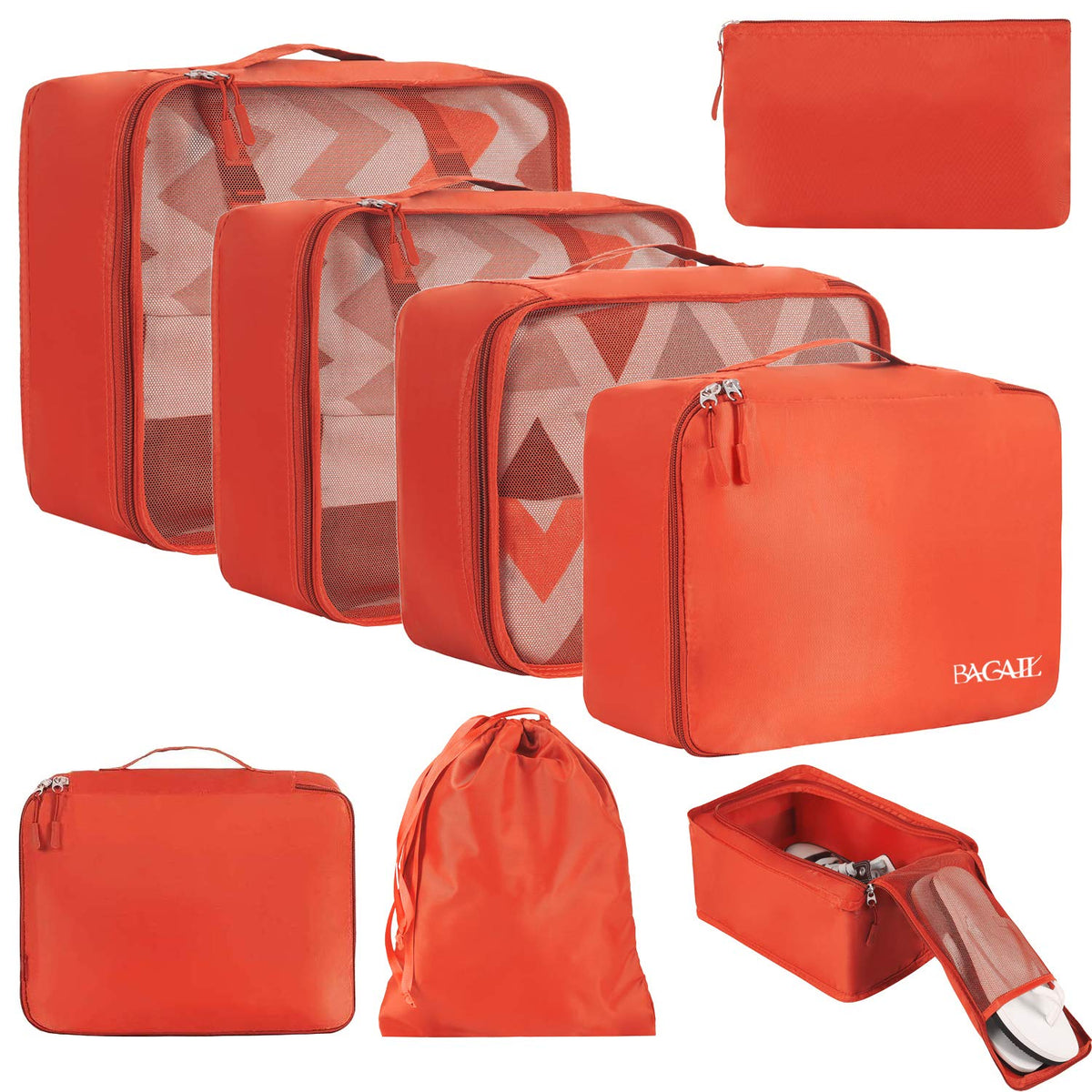 BAGAIL 8 Set Packing Cubes Luggage Packing Organizers for Travel Accessories-Blush Pink