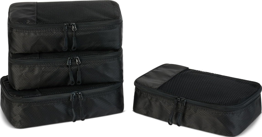 Amazon Essentials 4-Piece Packing Cubes Travel Accessories Set, Luggage Organizer with Double Zipper, Mesh Top, Space-Saving, Medium, Sky Blue (Previously Amazon Basics)