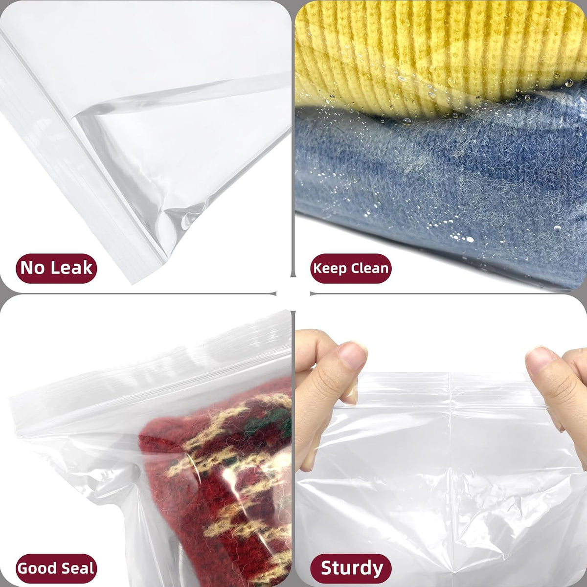 Yotelab Large 5 Gallon Plastic Zipper Storage Bags, 18x24 Inch, 12Pcs | Clear, Resealable, Large Zip Bags for Clothes, Travel, Moving