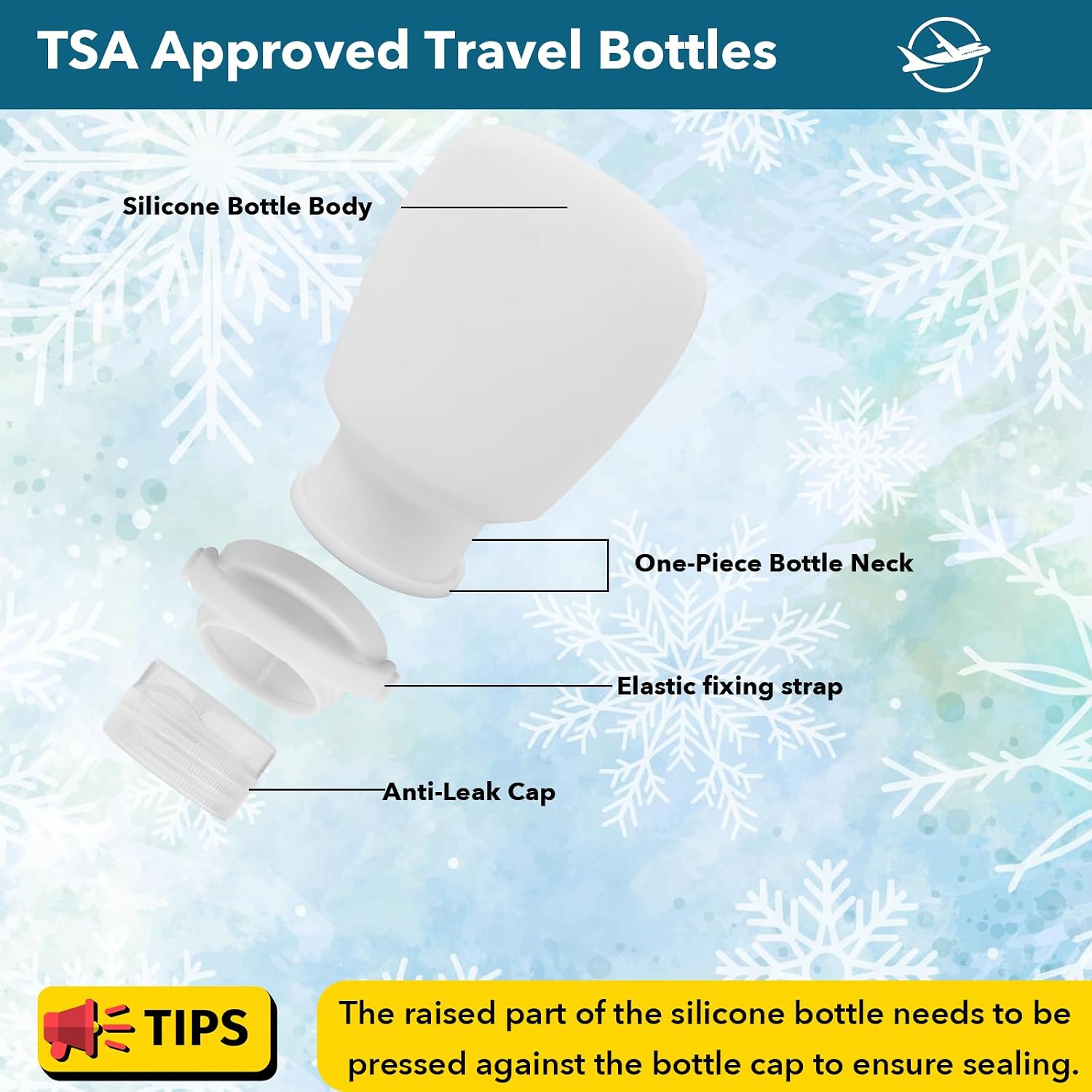 1oz Silicone Travel Bottles for Toiletries (4-Pack), TSA Approved Leakproof Toiletry Bottles with Locking Lid, Refillable Travel Size Containers for Shampoo, Body Wash, Camping & Trips (Grey White)