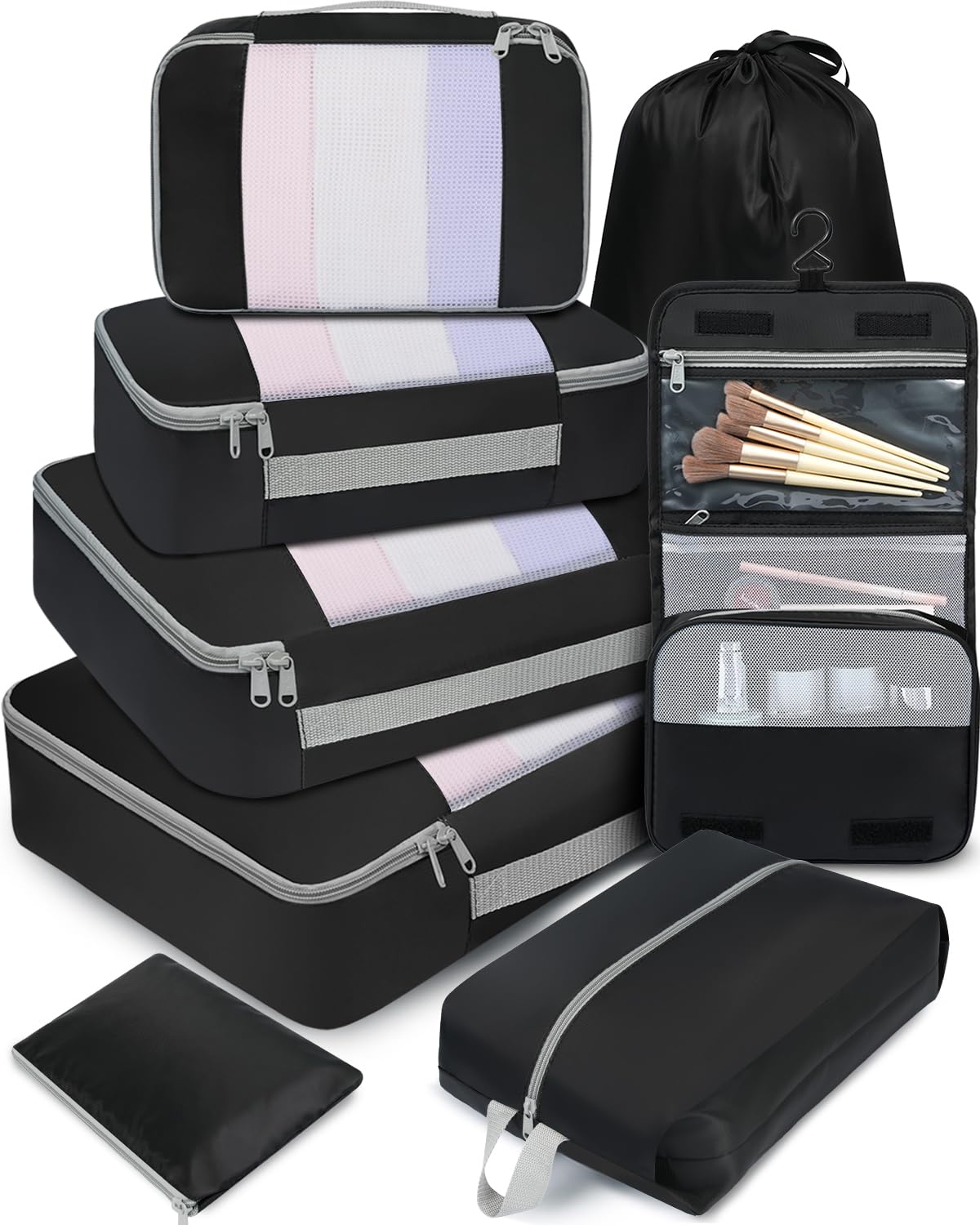 BAGAIL 6 Set/8 Set/10 Set Packing Cubes Various Sizes Packing Organizer for Travel Accessories Luggage Carry On Suitcase