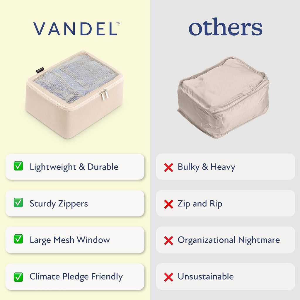 Vandel TSA-Friendly Packing Cubes for Carry On, Mesh Suitcase Organizer Bag | Professional Travel Organizer Bags for Women with Mesh Panel, Small Packing Cubes with Durable Zippers, Luggage Cube Set of 4