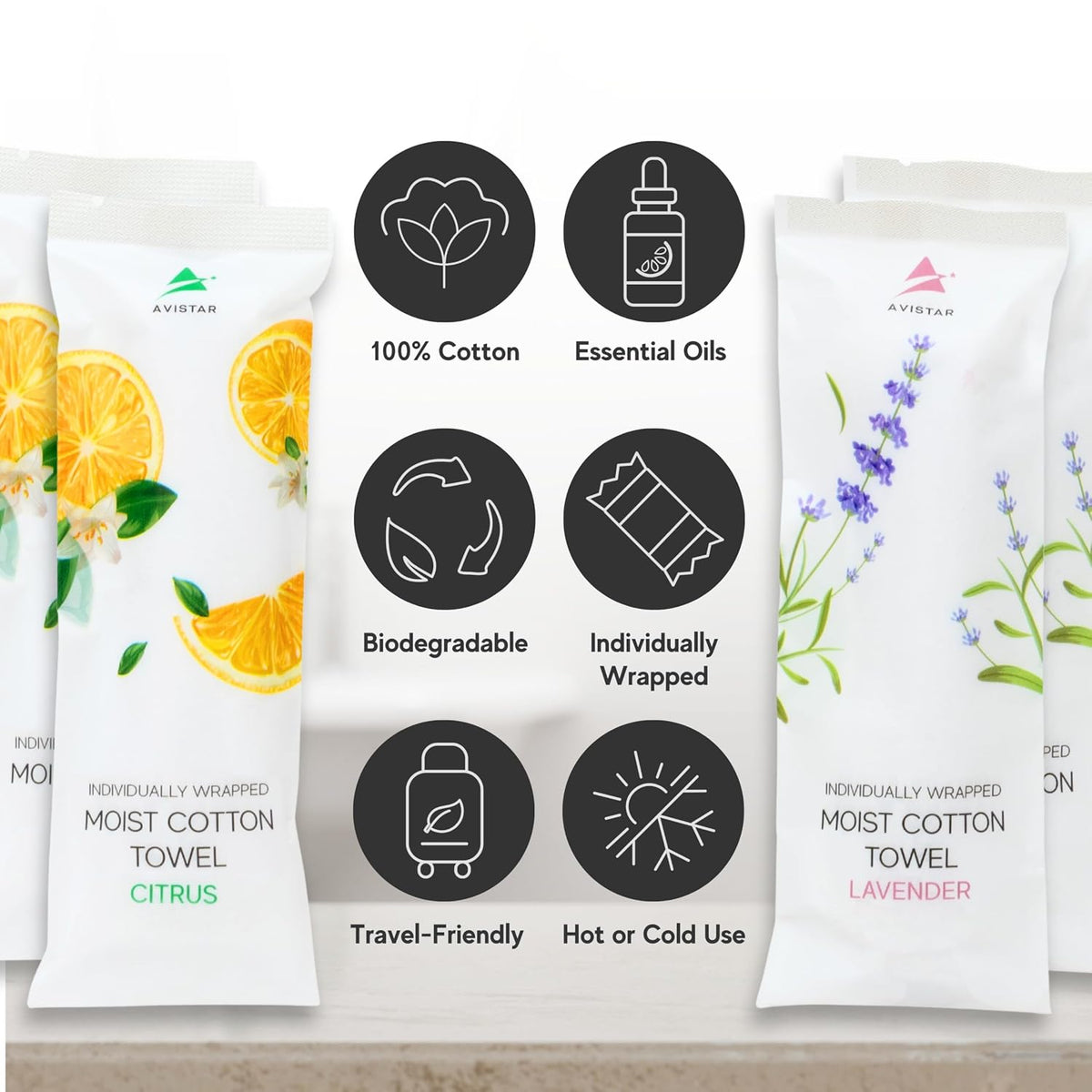 60 Hot or Cold Wrapped Moist Towels – 9'' x 9" Moist Towelettes Individually Wrapped Scented Disposable Face & Hand – Pre-Moistened Hand Wipes Soft Refreshing for Travel, Spa, Restaurant - Mixed