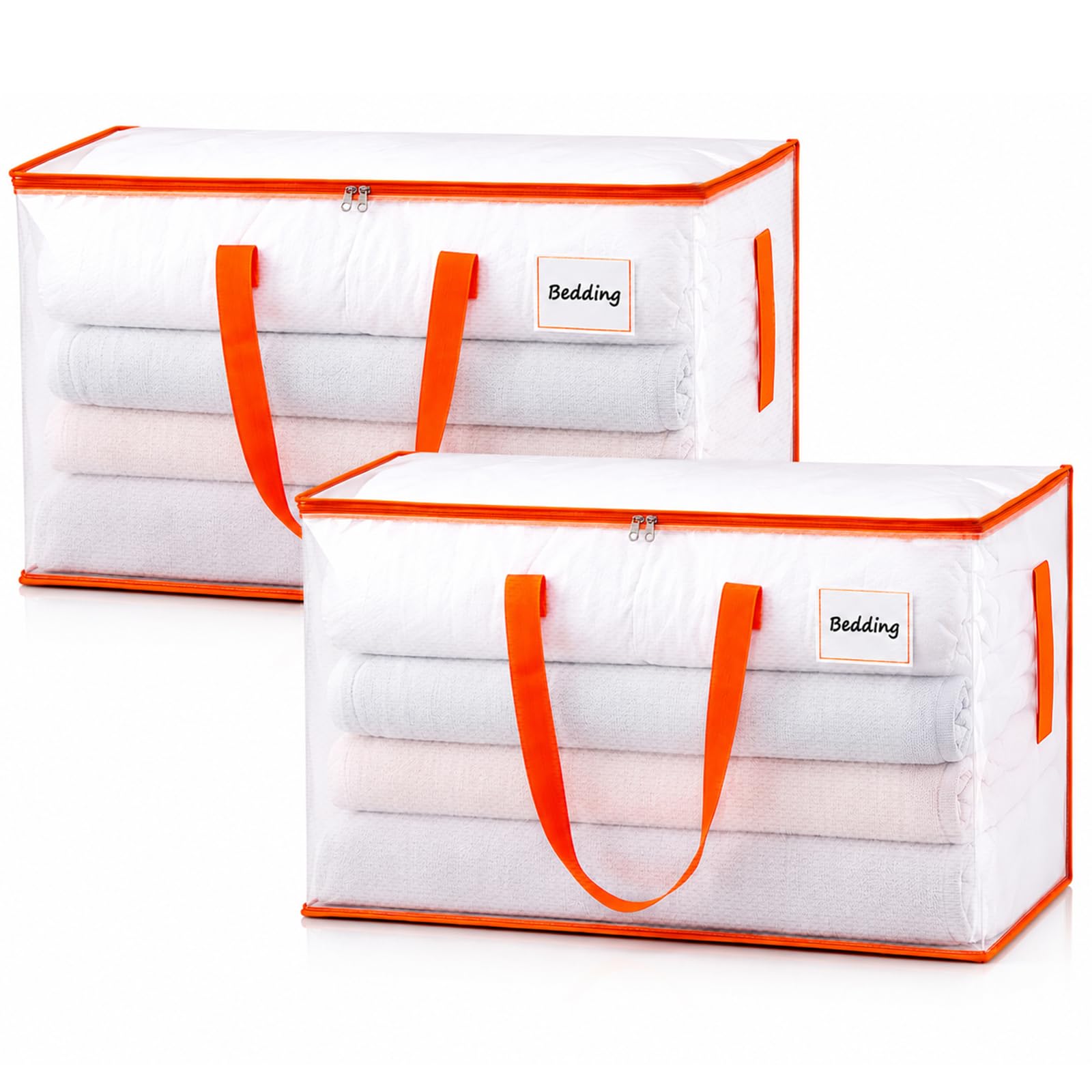KYODOLED 10-Pack Clear Moving Bags Heavy Duty Extra Large, Storage Totes | Transparent, Reinforced Handles & Strong Zippers, Label Pocket, for College Dorm, Clothes, Bedding, Toys, Space-Saving