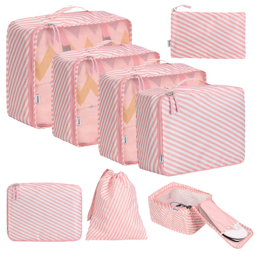 BAGAIL 8 Set Packing Cubes Luggage Packing Organizers for Travel Accessories-Blush Pink