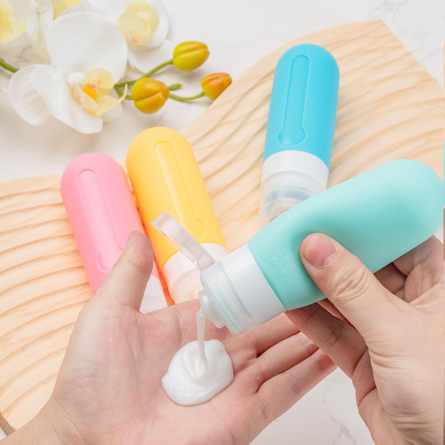 16pack Travel Bottles for Toiletries, TSA Approved LeakProof Squeezable Silicone Toiletry Containers for Shampoo, Conditioner, 3oz Portable Refillable Traveling Size Liquid Containers (16Pcs/Colorful)