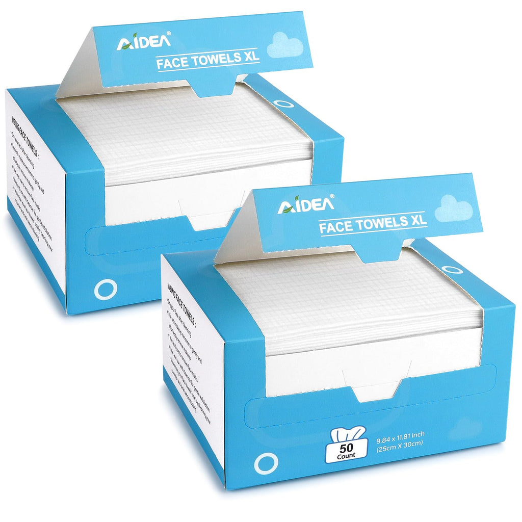 AIDEA Face Towels Disposable-200Ct (4 Box), Face Cloths for Sensitive Skin | Clean Facial Towels, Facial Cleansing Wipes, Face Towelettes for Makeup Removing, Nursing, Travel, Dry Wipes