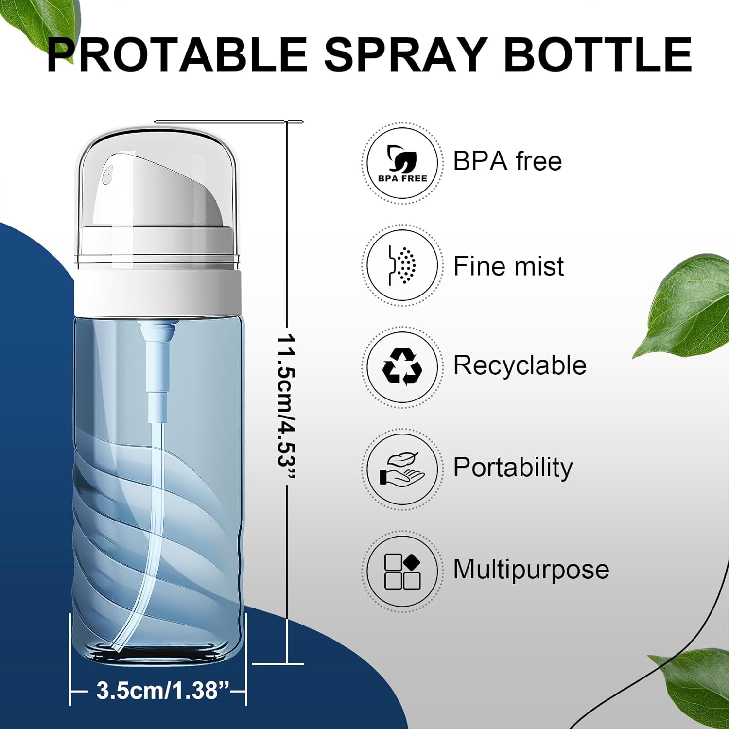 Yolaist 2 Pack 2oz/60ml Small Spray Bottle, Fine Mist TSA Travel Size Toiletries Sprayer – Refillable & Leak Proof Mini Empty Mister for Hair, Face Toner, Cleaning, Plants