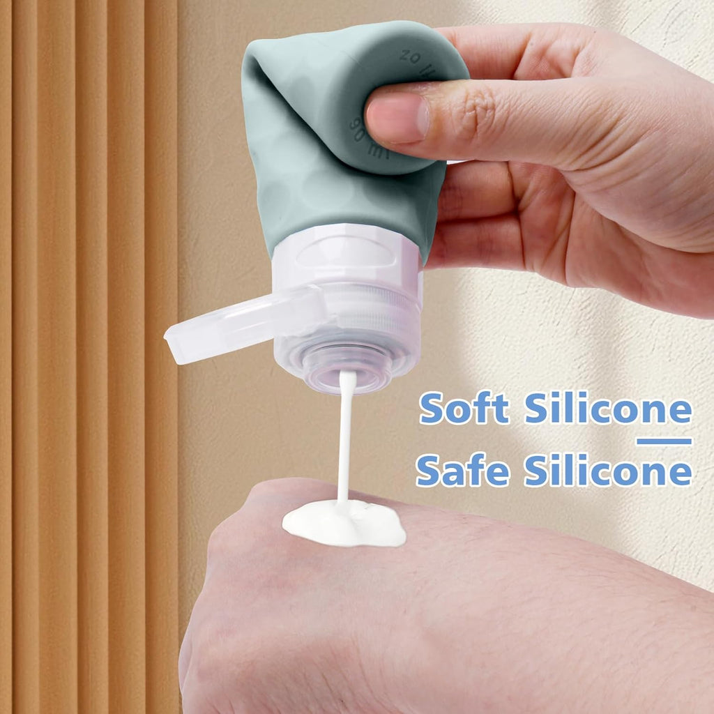 Silevoler Travel Bottles for Toiletries, Silicone Travel Size Containers | Polka-Dot Pattern TSA Approved BPA Free Silicone Leak Proof Refillable Squeezable Shampoo And Conditioner Bottles
