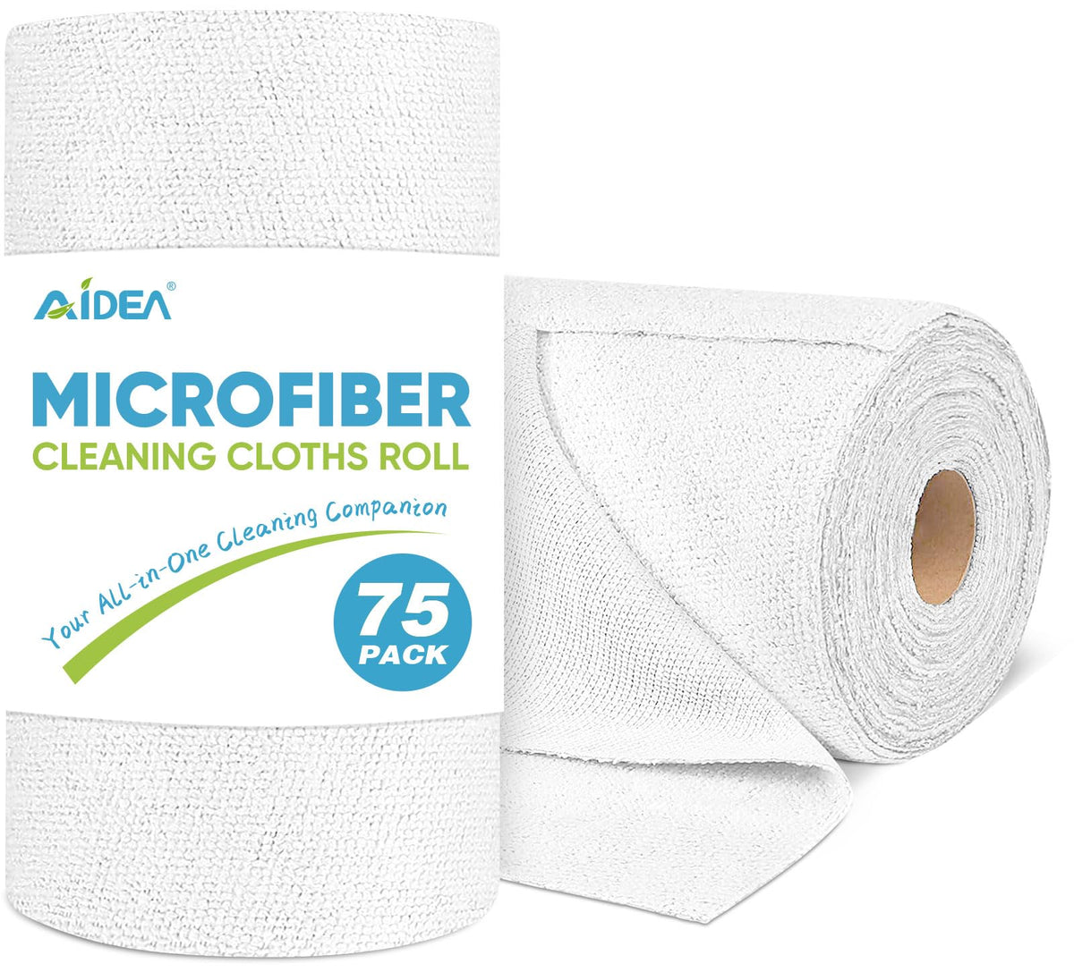 AIDEA Microfiber Cleaning Cloth Roll-50PK, Paper Towels Reusable 11.5×11.5" | Tear Away Towels, Washable Shop Rags, Microfiber Towels for Cars, Lint Free Rags for House, Kitchen, Window, Grey