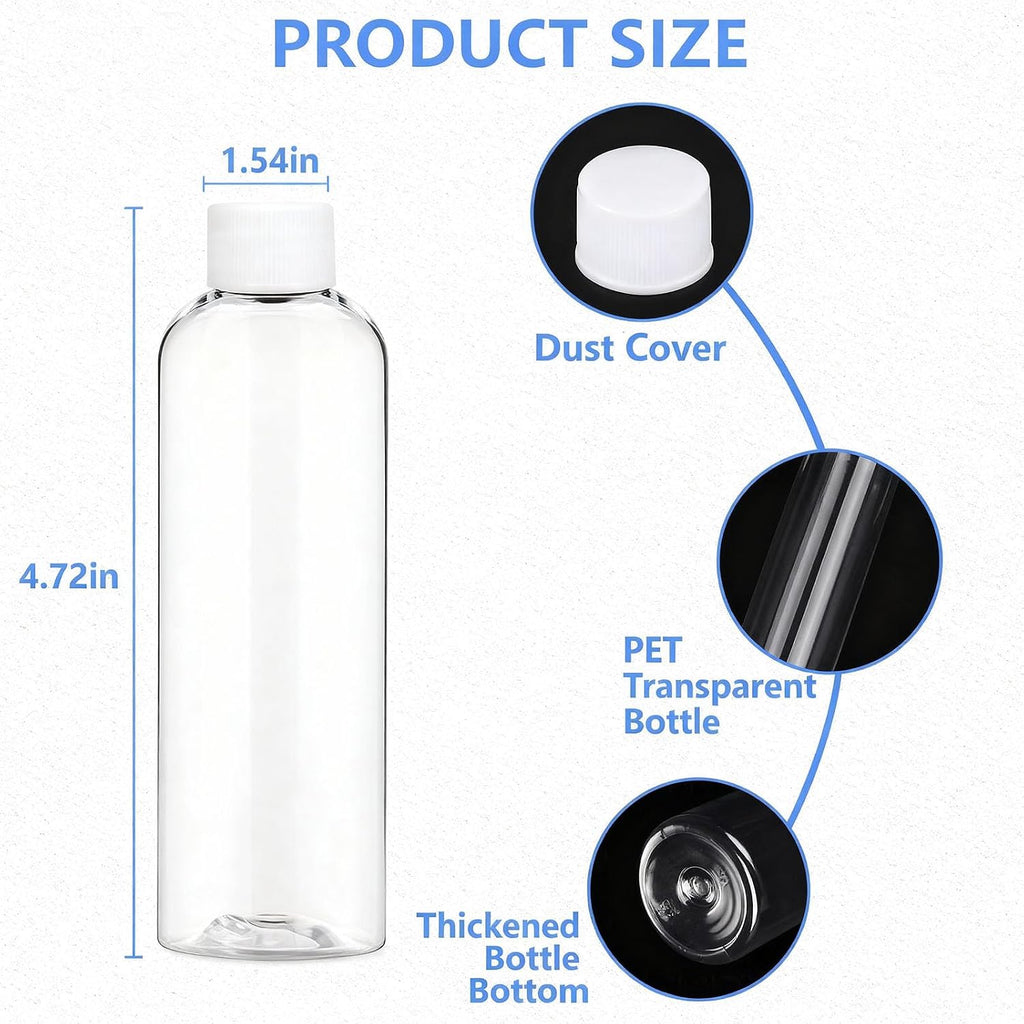 4 Pack 3.4 Oz (100ml) Clear Plastic Shot Bottles with caps | Travel Bottles for Health, Immunity, Wellness, Samples - Perfect for Ginger Juice & Personal Care on the Go