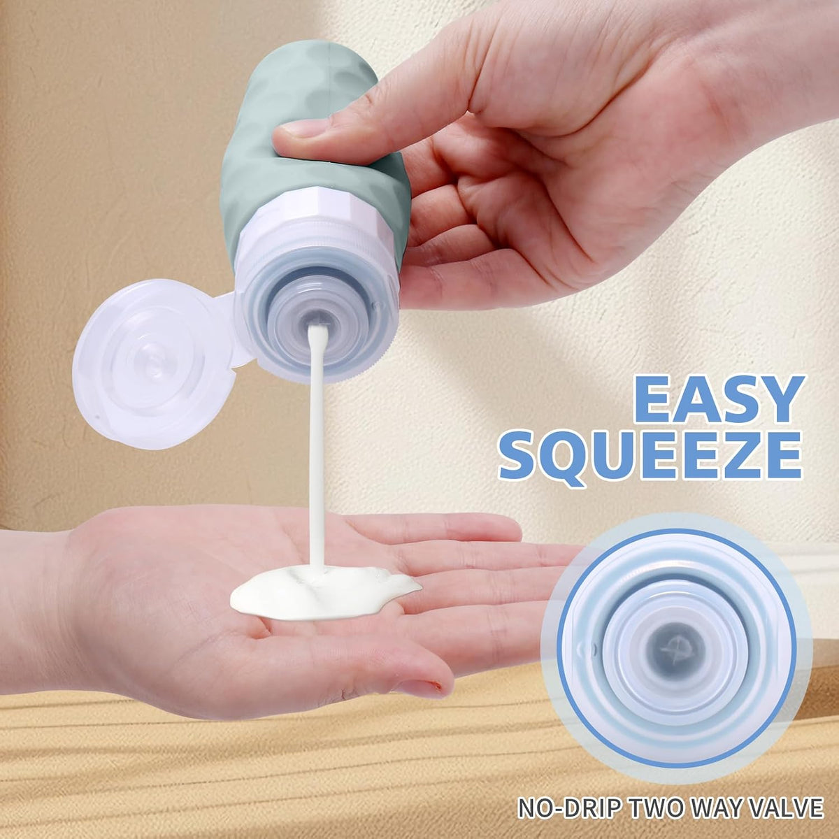 Silevoler Travel Bottles for Toiletries, Silicone Travel Size Containers | Polka-Dot Pattern TSA Approved BPA Free Silicone Leak Proof Refillable Squeezable Shampoo And Conditioner Bottles
