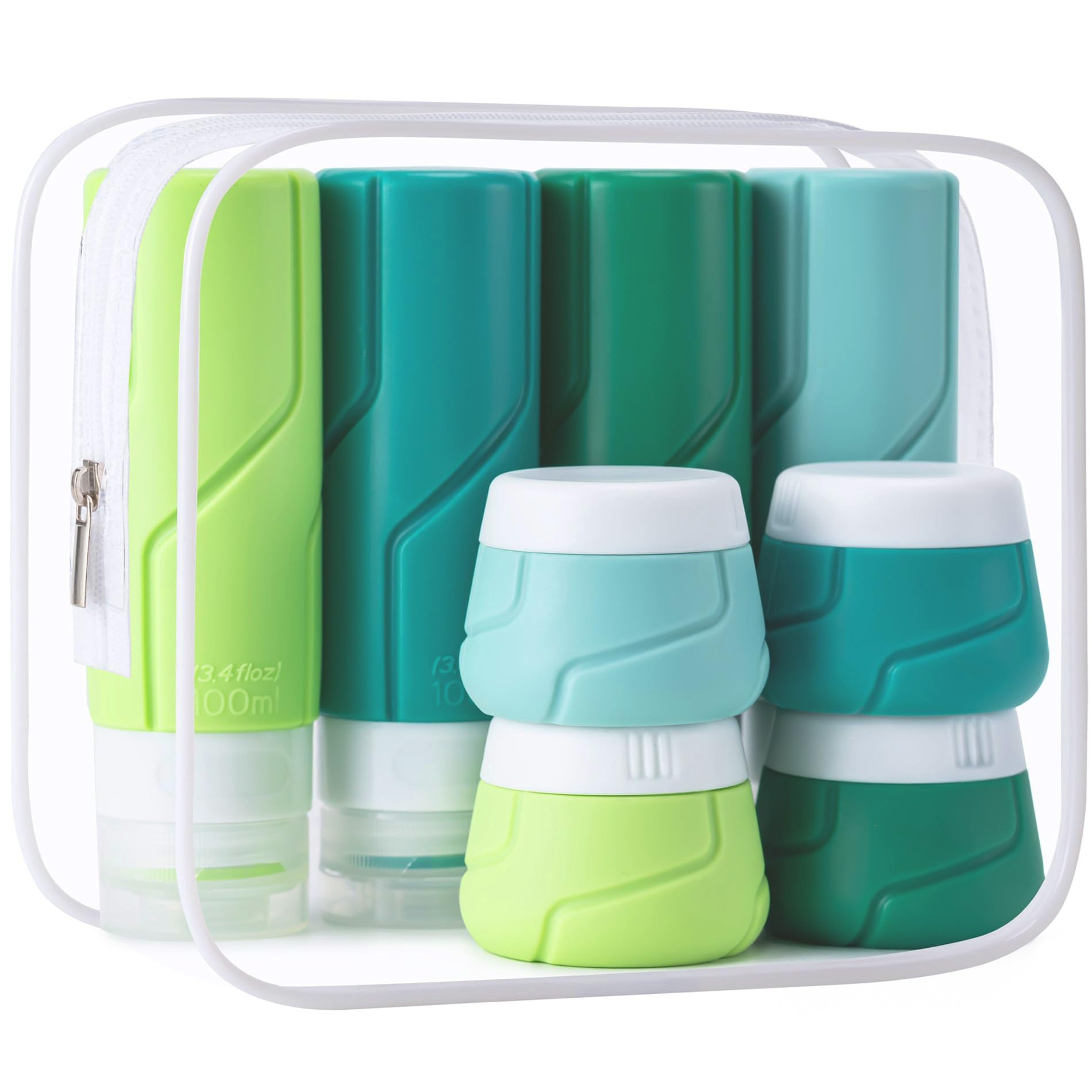 Travel Bottles - 15 Pack, TSA Approved Travel Size Toiletries, Leak Proof Silicone Squeezable Containers in Clear Bag(Colorful)