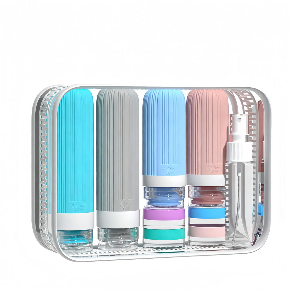 Vitog Travel Bottles Kit, TSA Approved Leak Proof Portable Toiletry Containers Set, Clear PET Flight Size Cosmetic Containers for Lotion, Shampoo, Cream, Soap, Set of 11