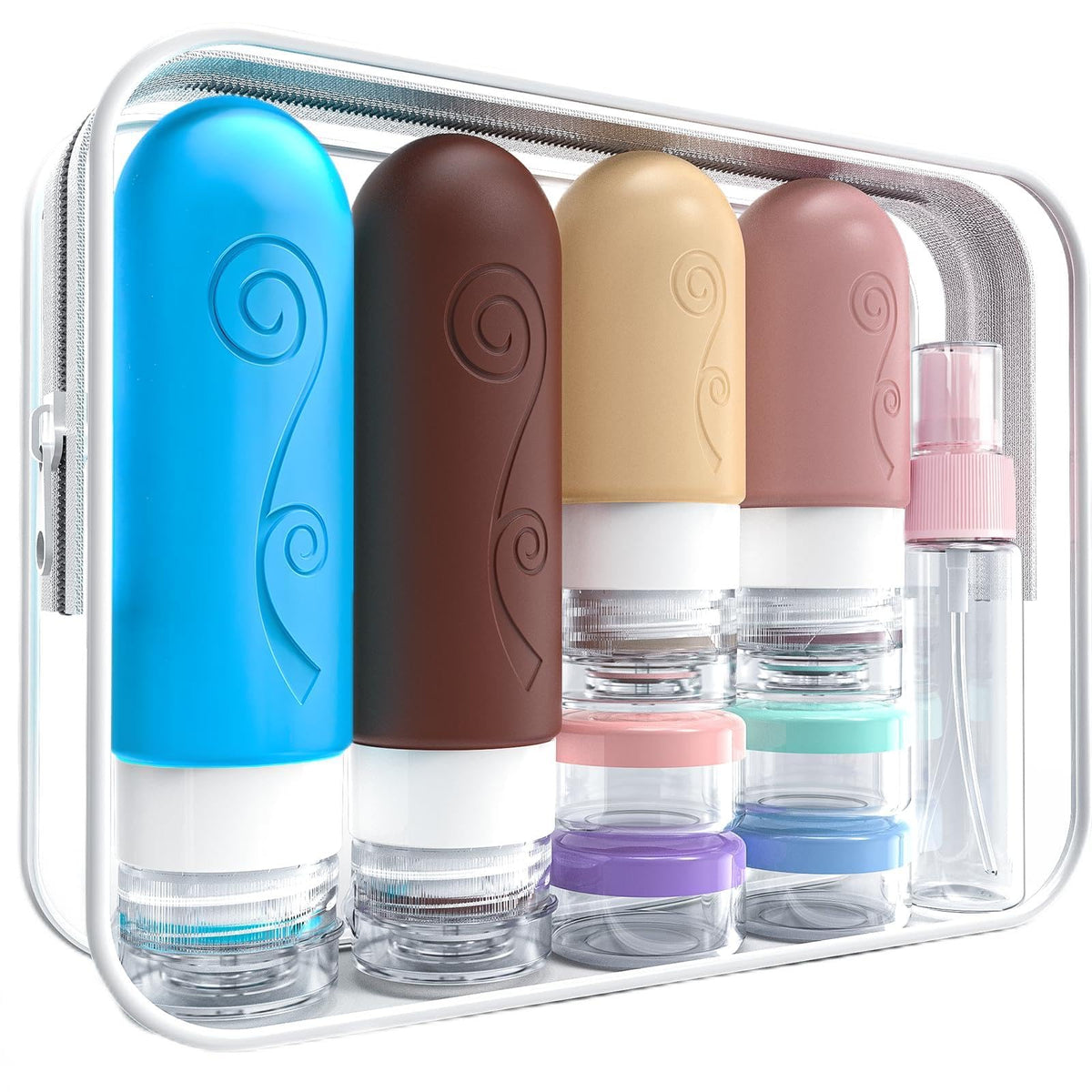 vodvob 16 Pack Travel Bottles Set for Toiletries, TSA Approved Travel Containers Leak Proof Silicone Squeezable Travel Accessories 2oz 3oz for Shampoo Conditioner Lotion Body Wash (BPA Free) (black)