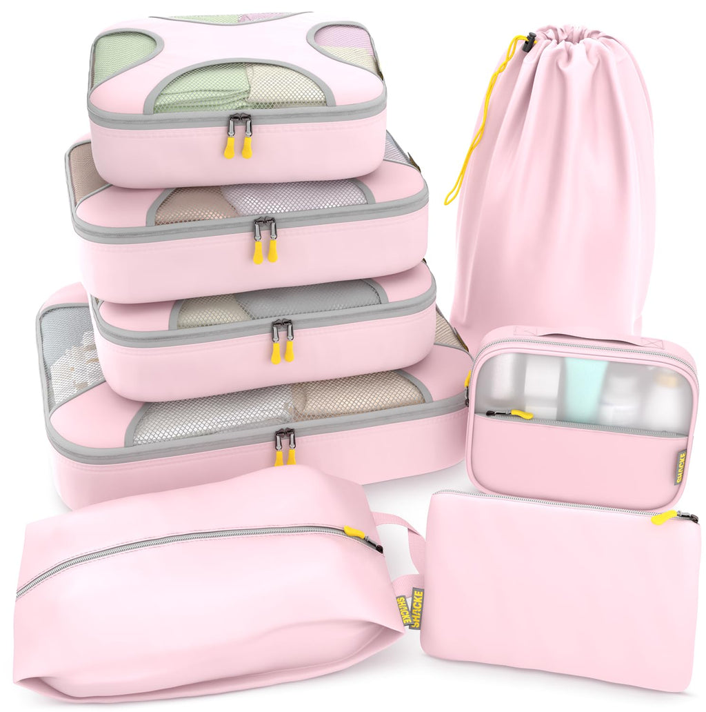 Shacke 5 Set Packing Cubes for Travel with Laundry Bag (Pure Black) | Suitcase Organizer Bags Set: 4 Water-Resistant Luggage Cubes, XL to Small, + Laundry Bag for Carry-On or Checked